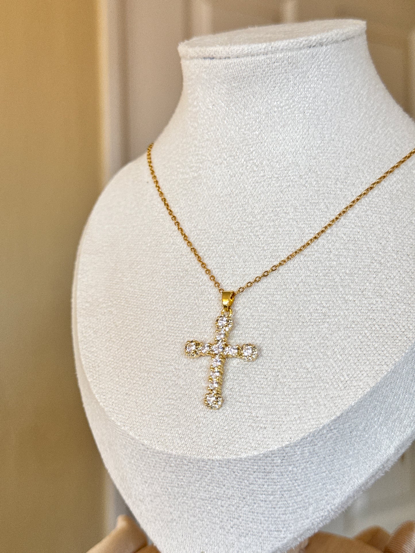 Cross Zircon Stainles Steel Necklace