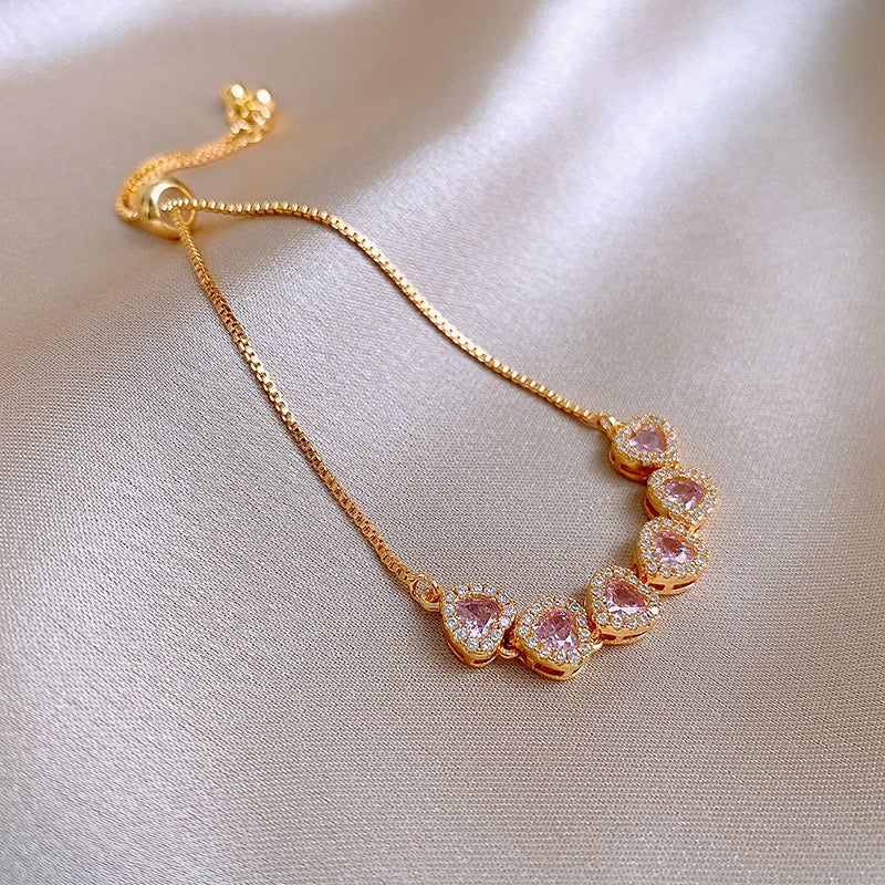 Pink Heart zircon Bracelet