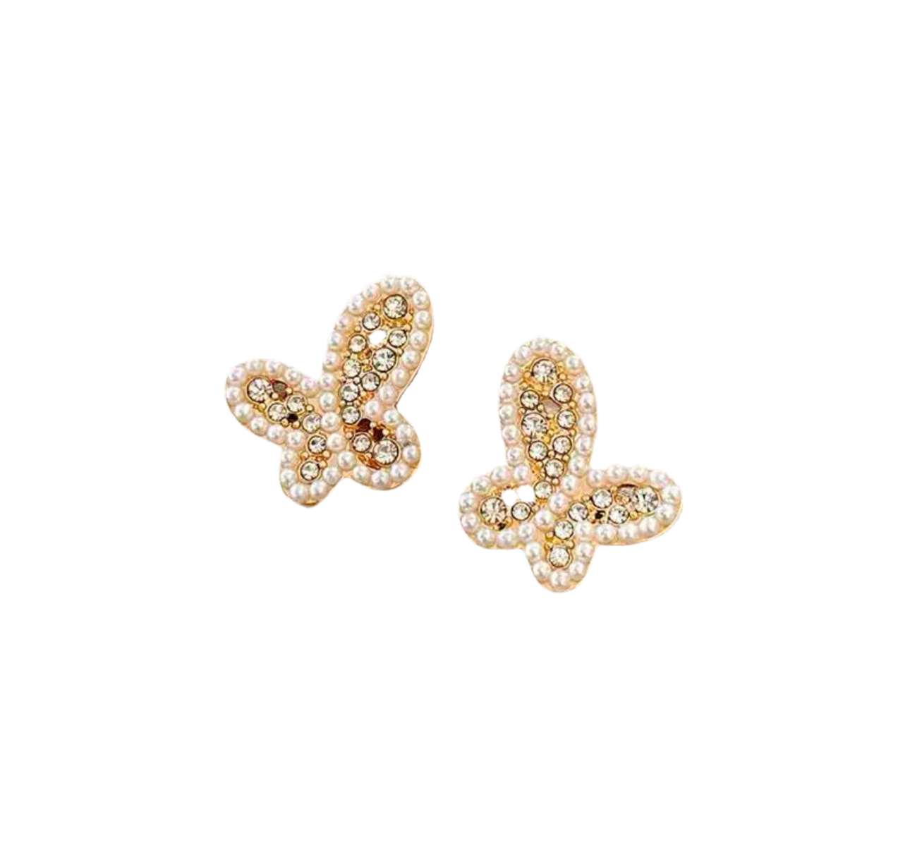 Diamond pearl butterfly earrings