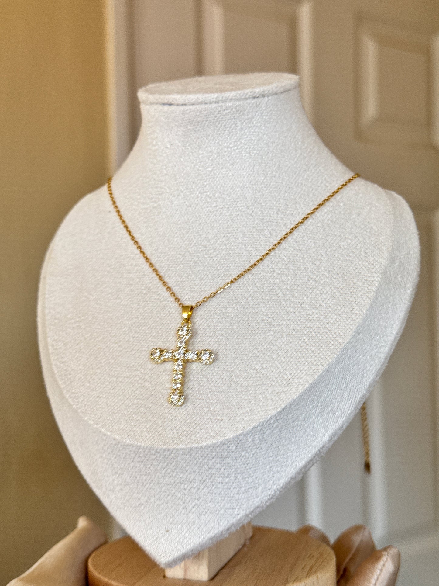Cross Zircon Stainles Steel Necklace