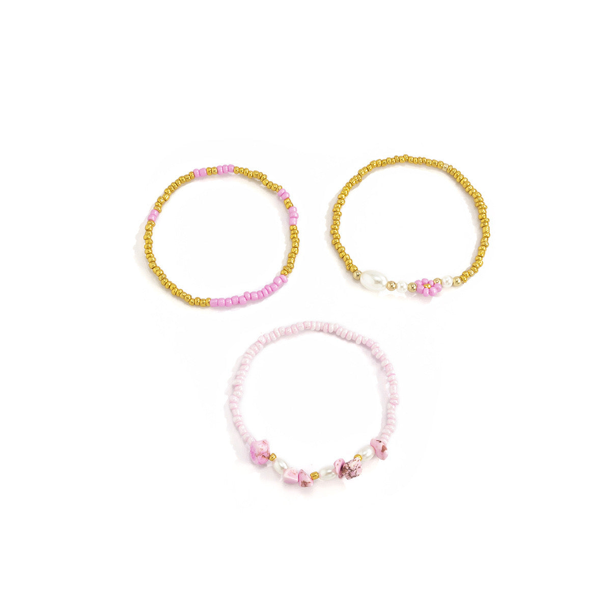 Simple splicing rice beads gravel bracelet 3pcs Set