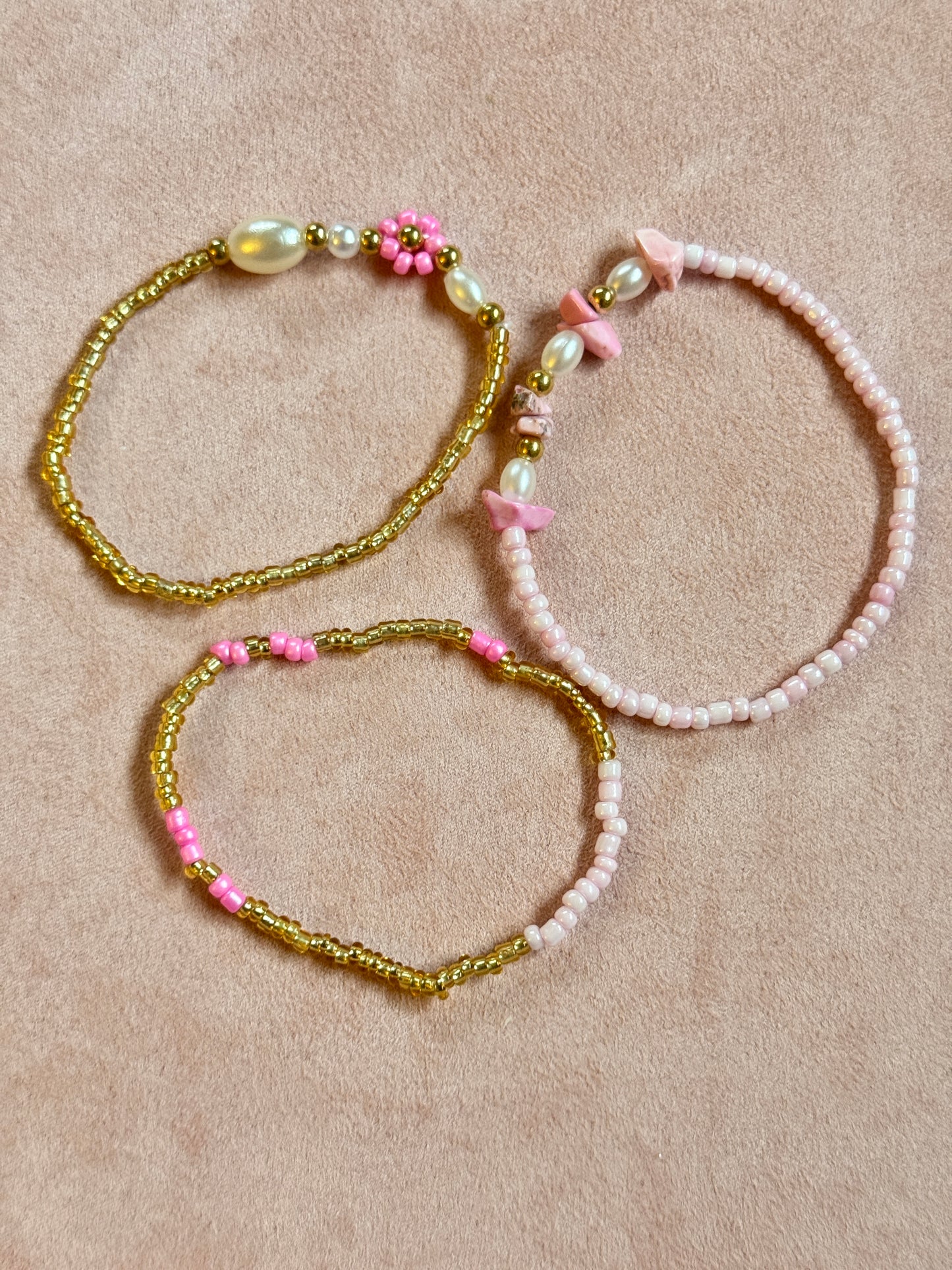 Simple splicing rice beads gravel bracelet 3pcs Set