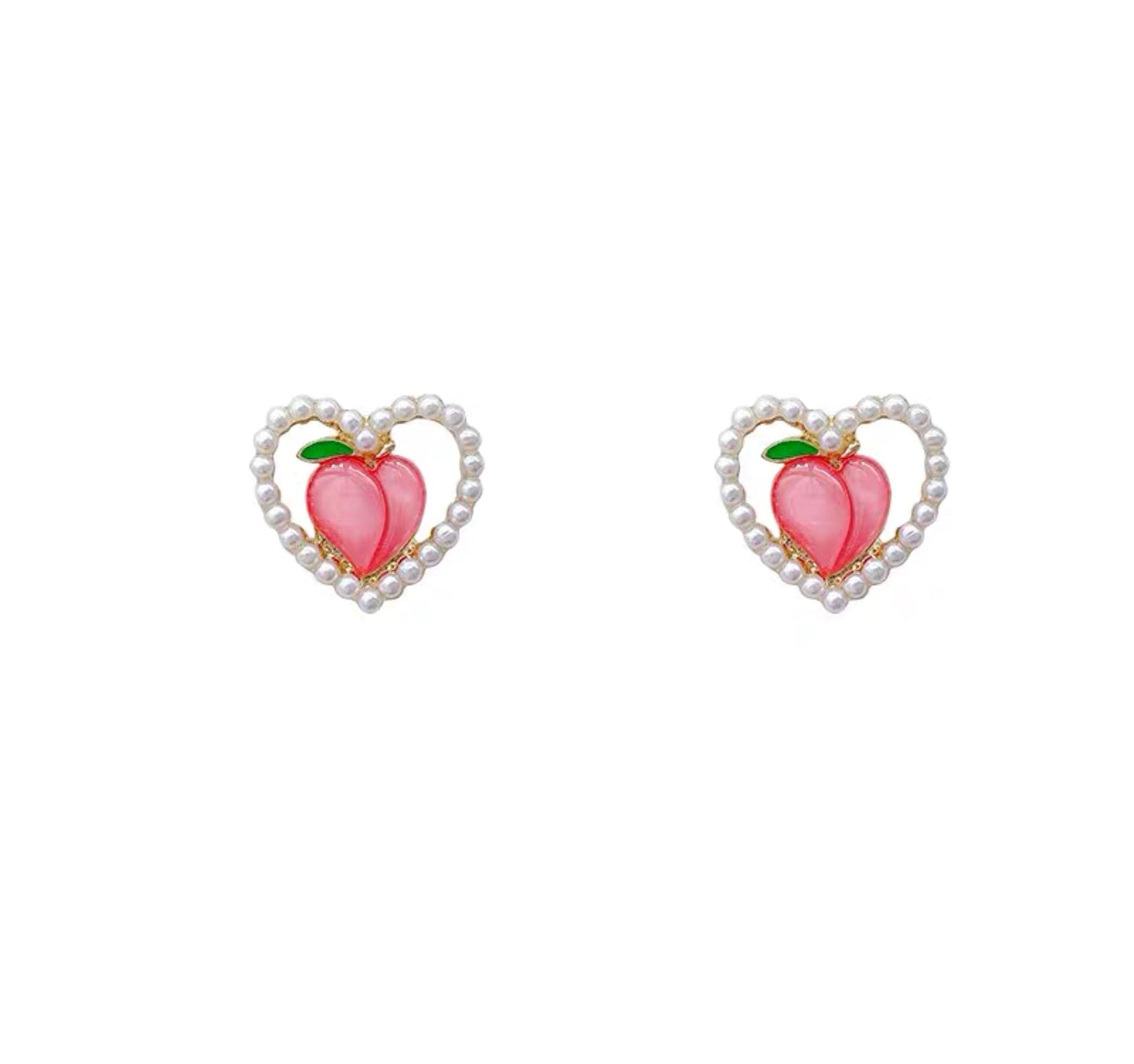Peach Earrings with Exquisite Pearl Accent
