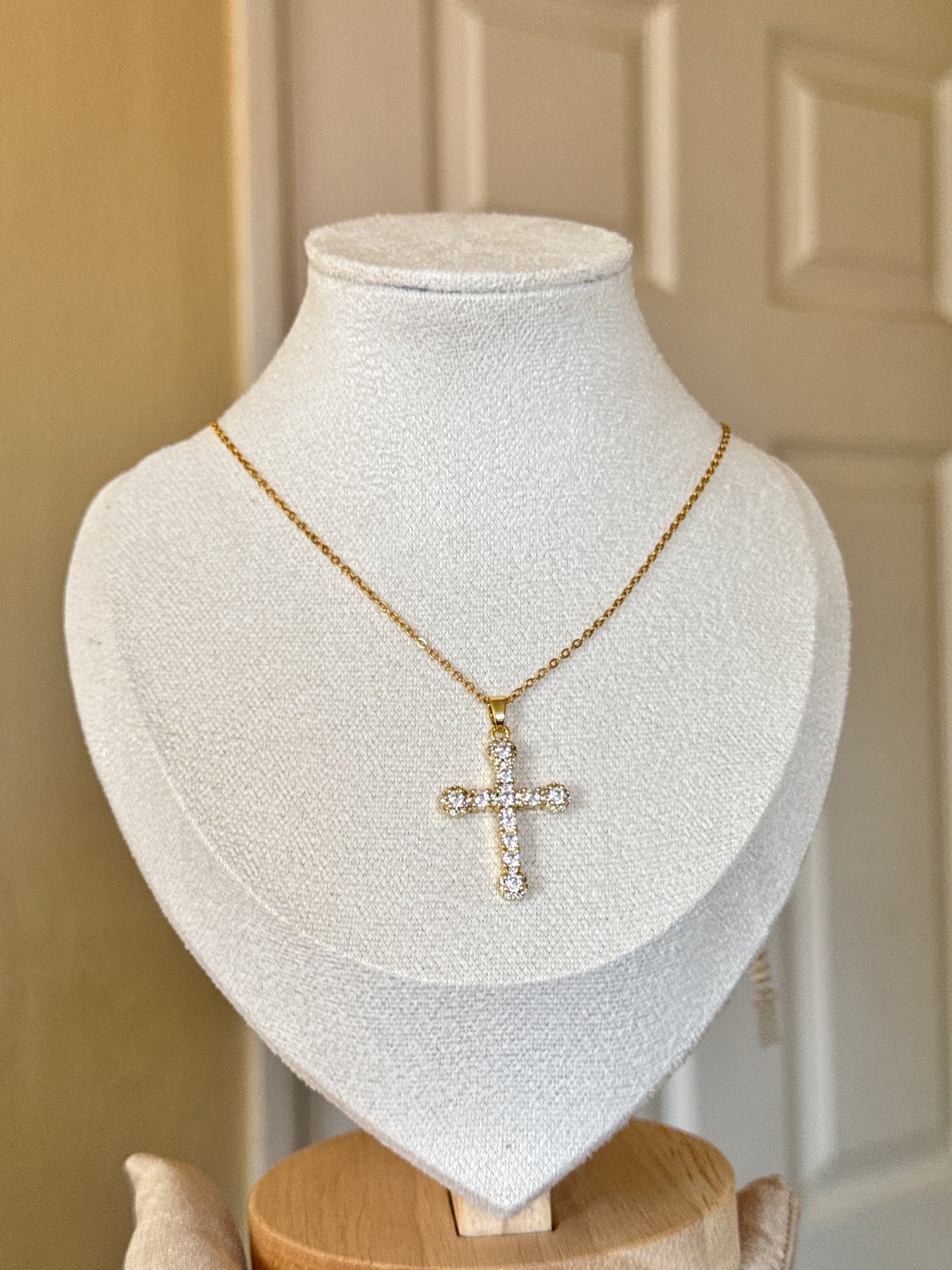 Cross Zircon Stainles Steel Necklace