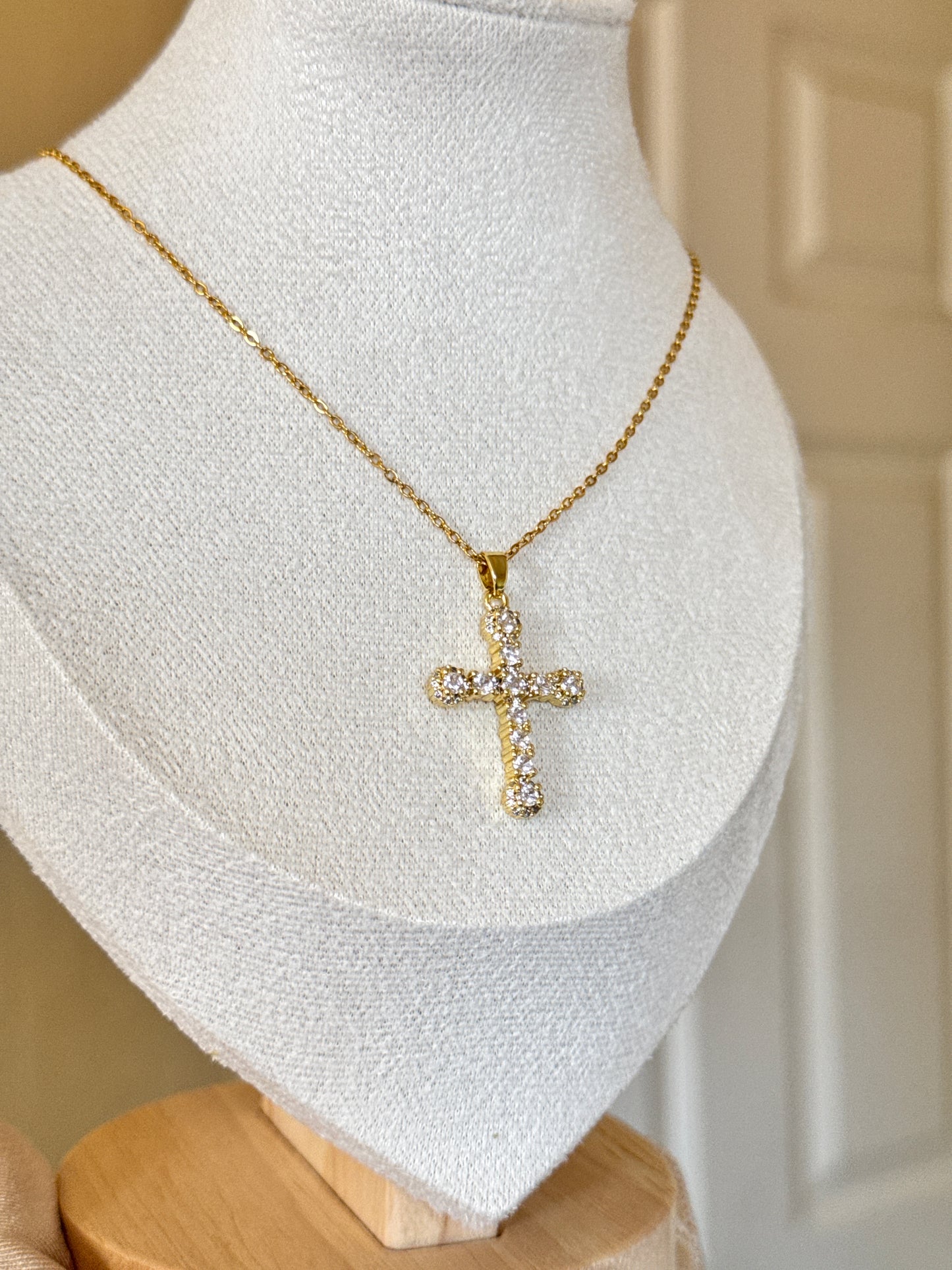 Cross Zircon Stainles Steel Necklace