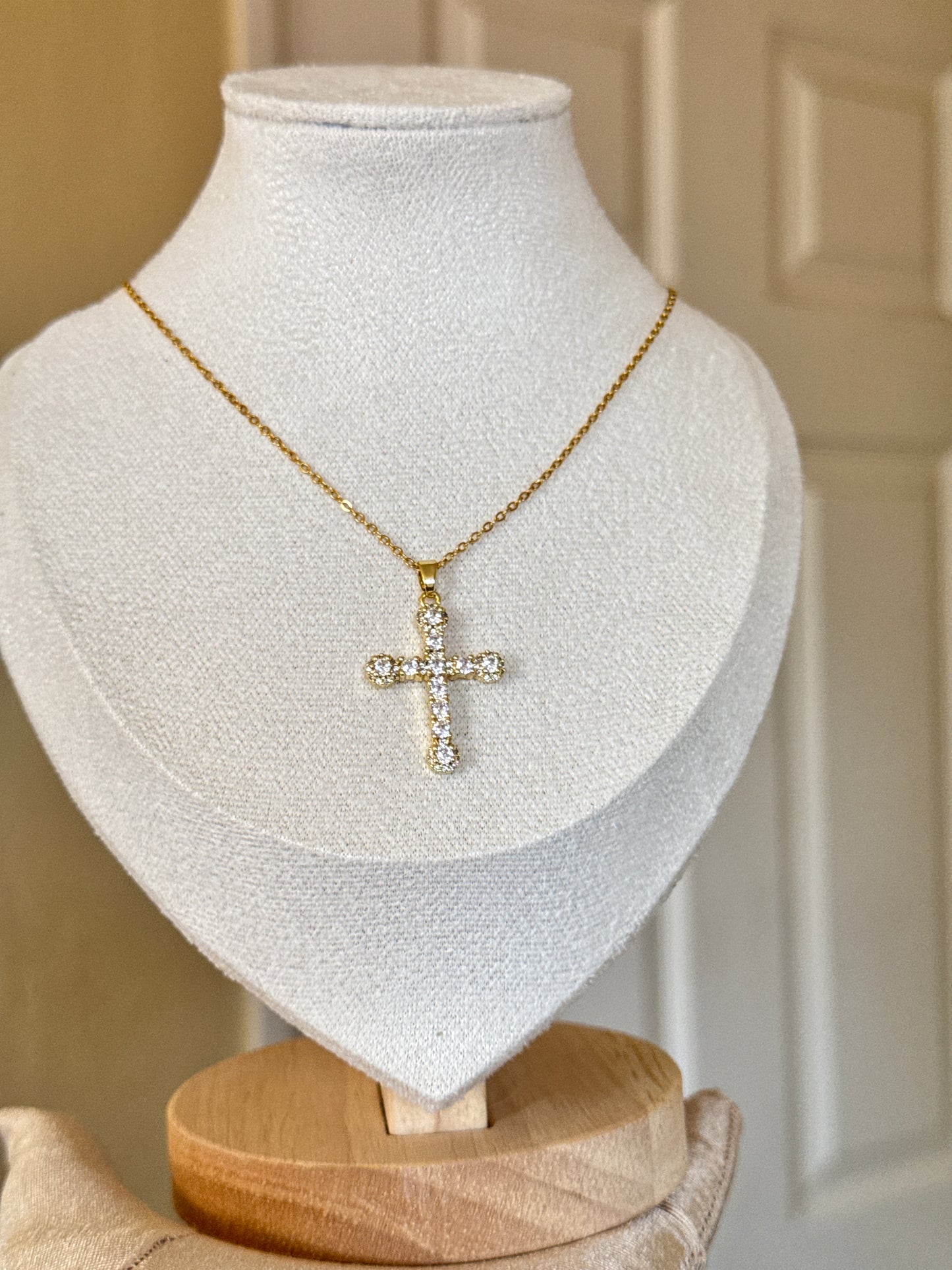 Cross Zircon Stainles Steel Necklace