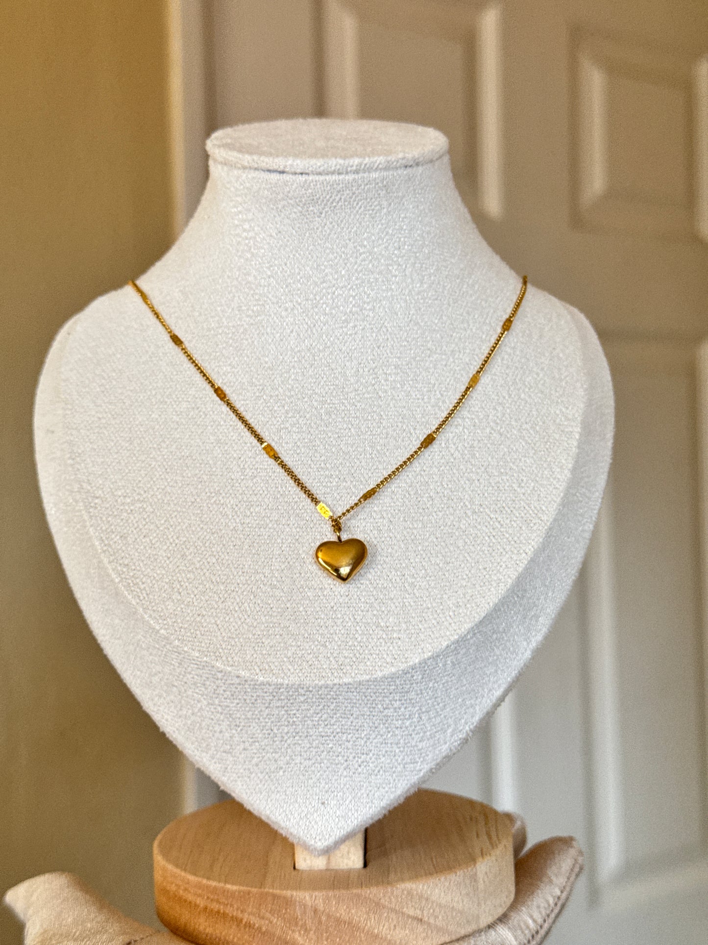 Gold Heart Love Necklace - Stainless Steel, Unisex Design, Metal Coating