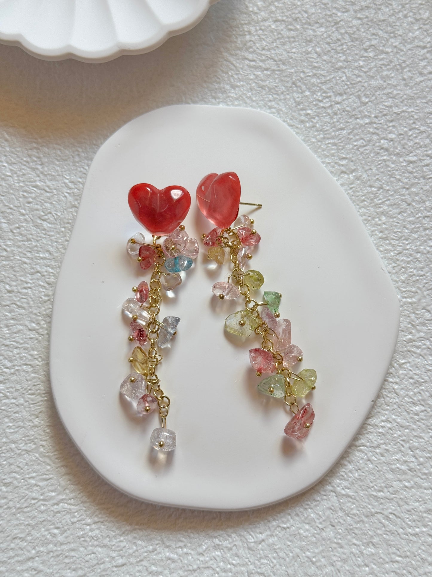 Colorful love crystal tassel earrings