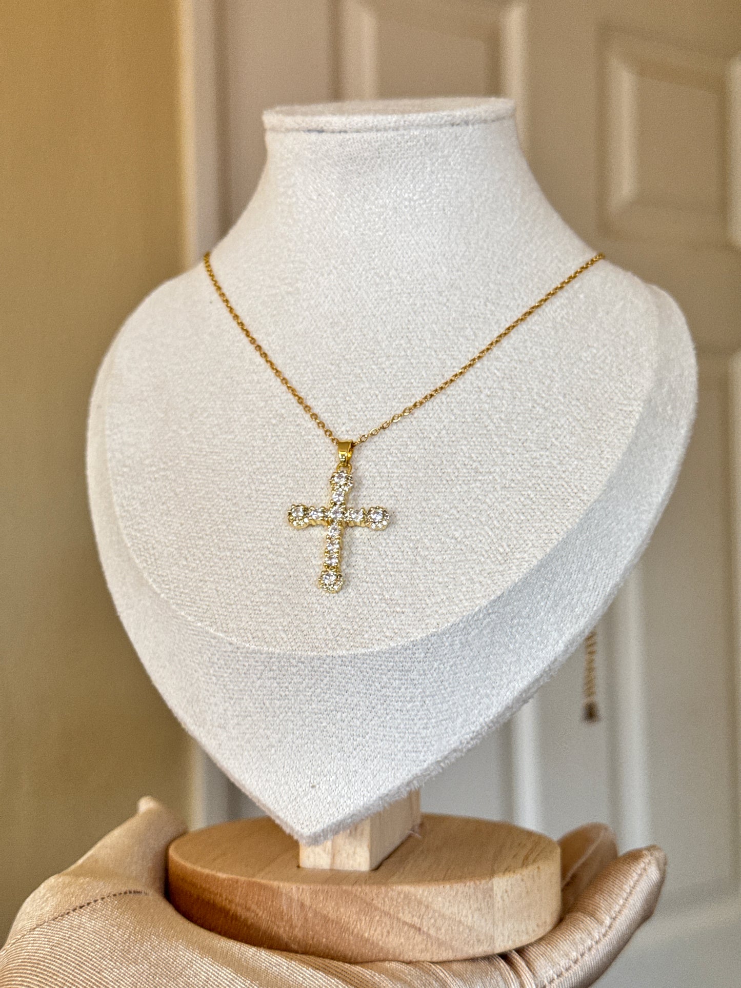Cross Zircon Stainles Steel Necklace