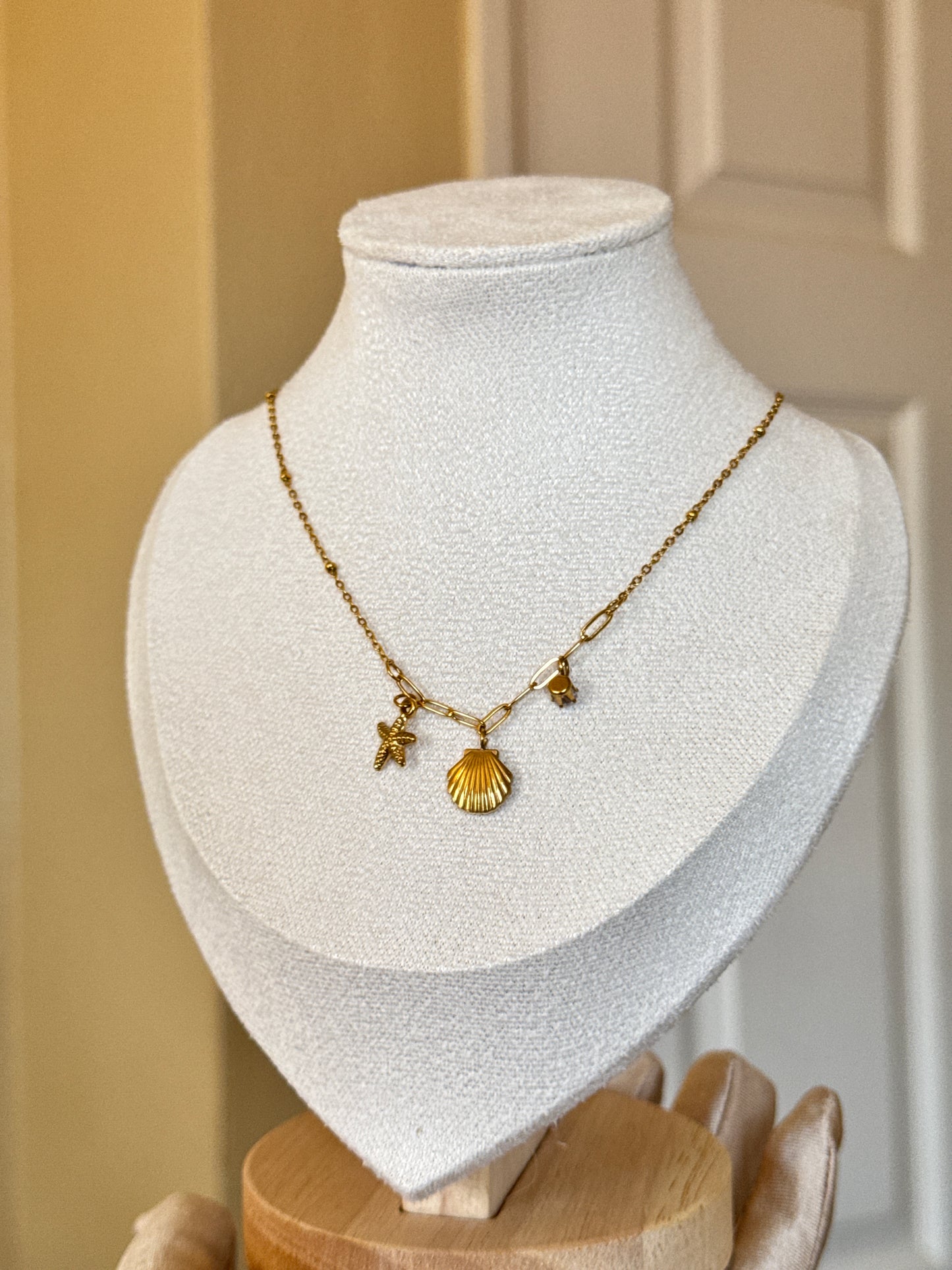 Starfish Shell Charm Necklace - Vintage Style for Women - Stainless Pendant with Steel Finish