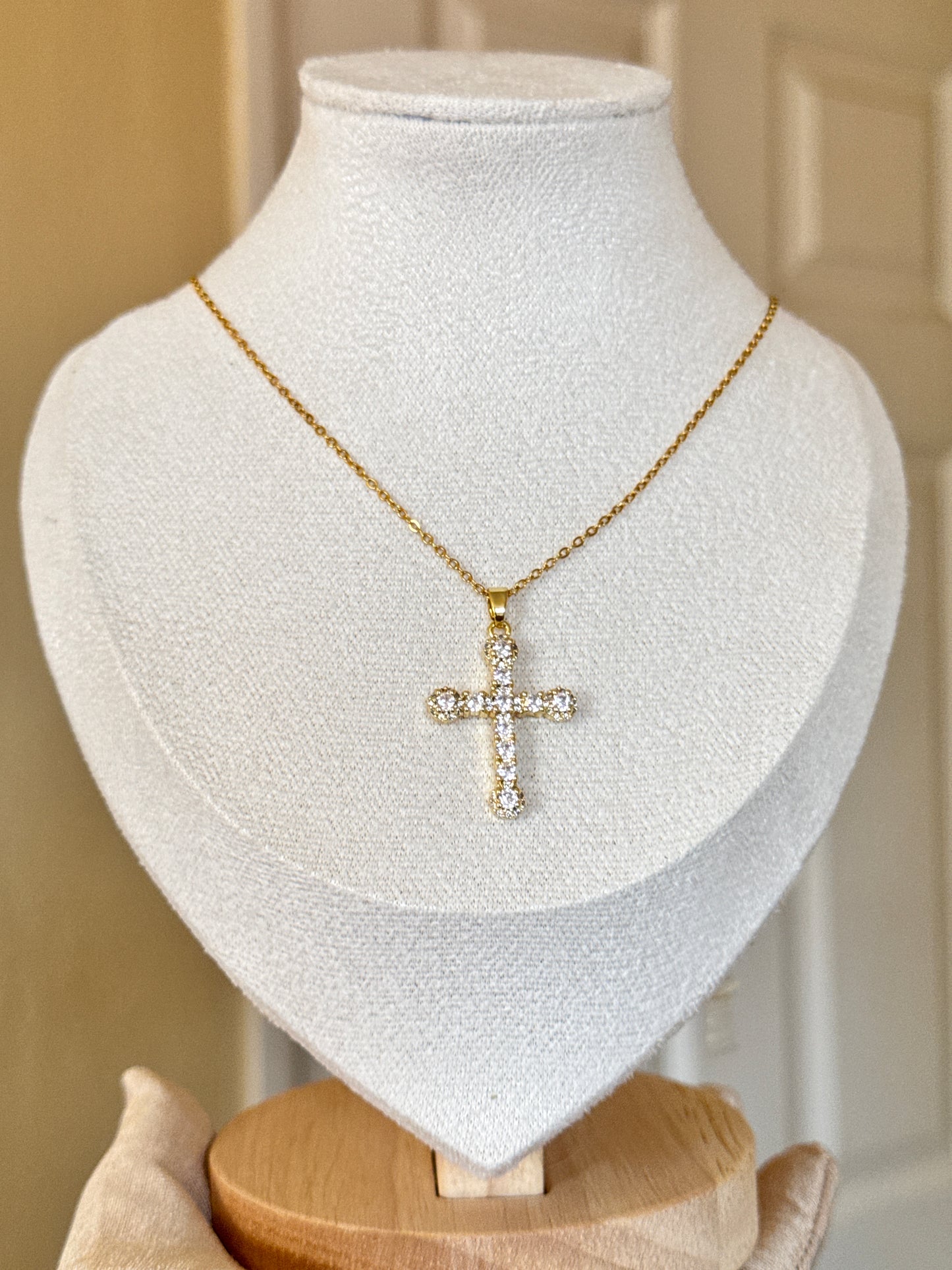 Cross Zircon Stainles Steel Necklace