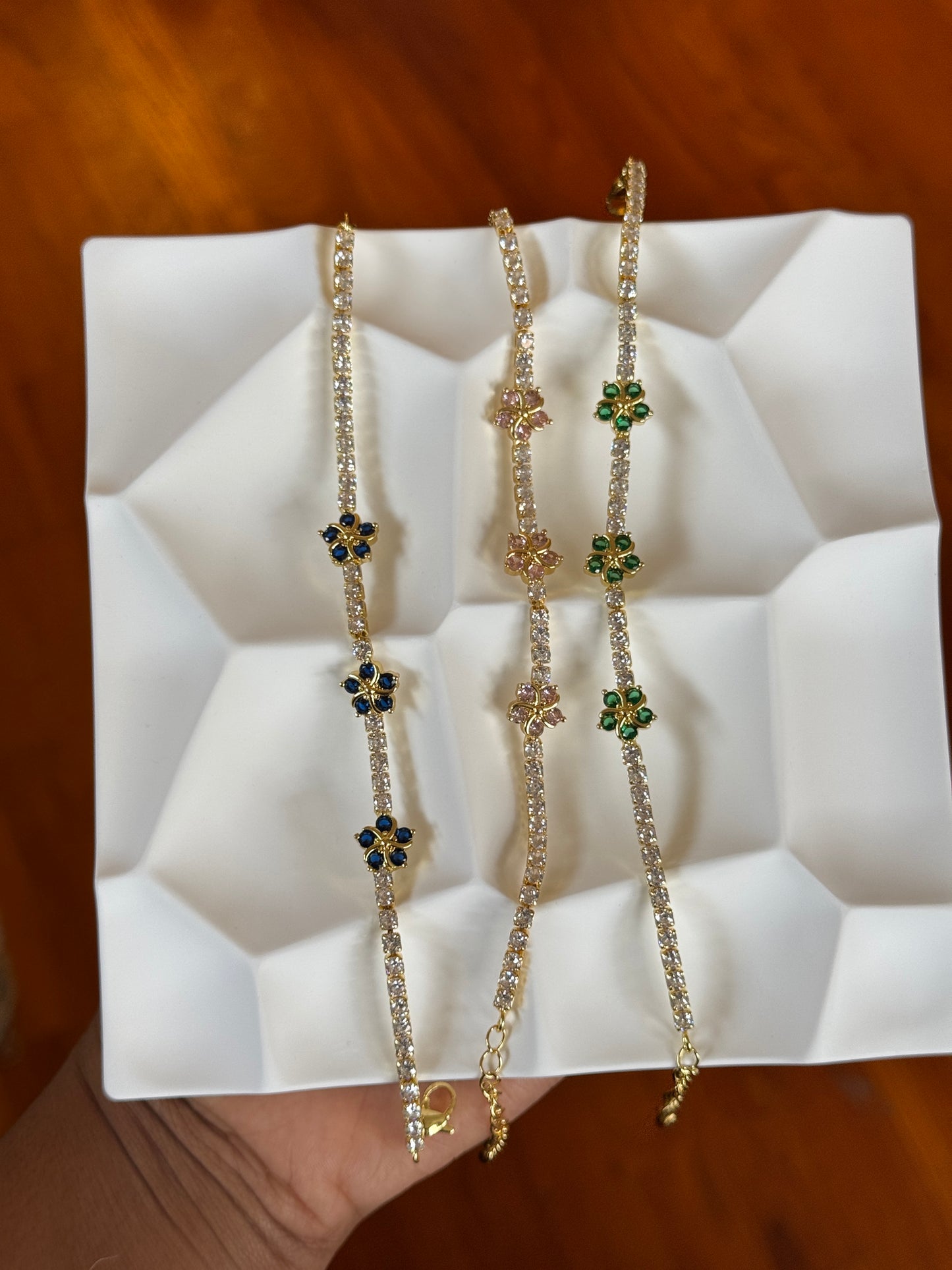 Flower Design Tennis Bracelet