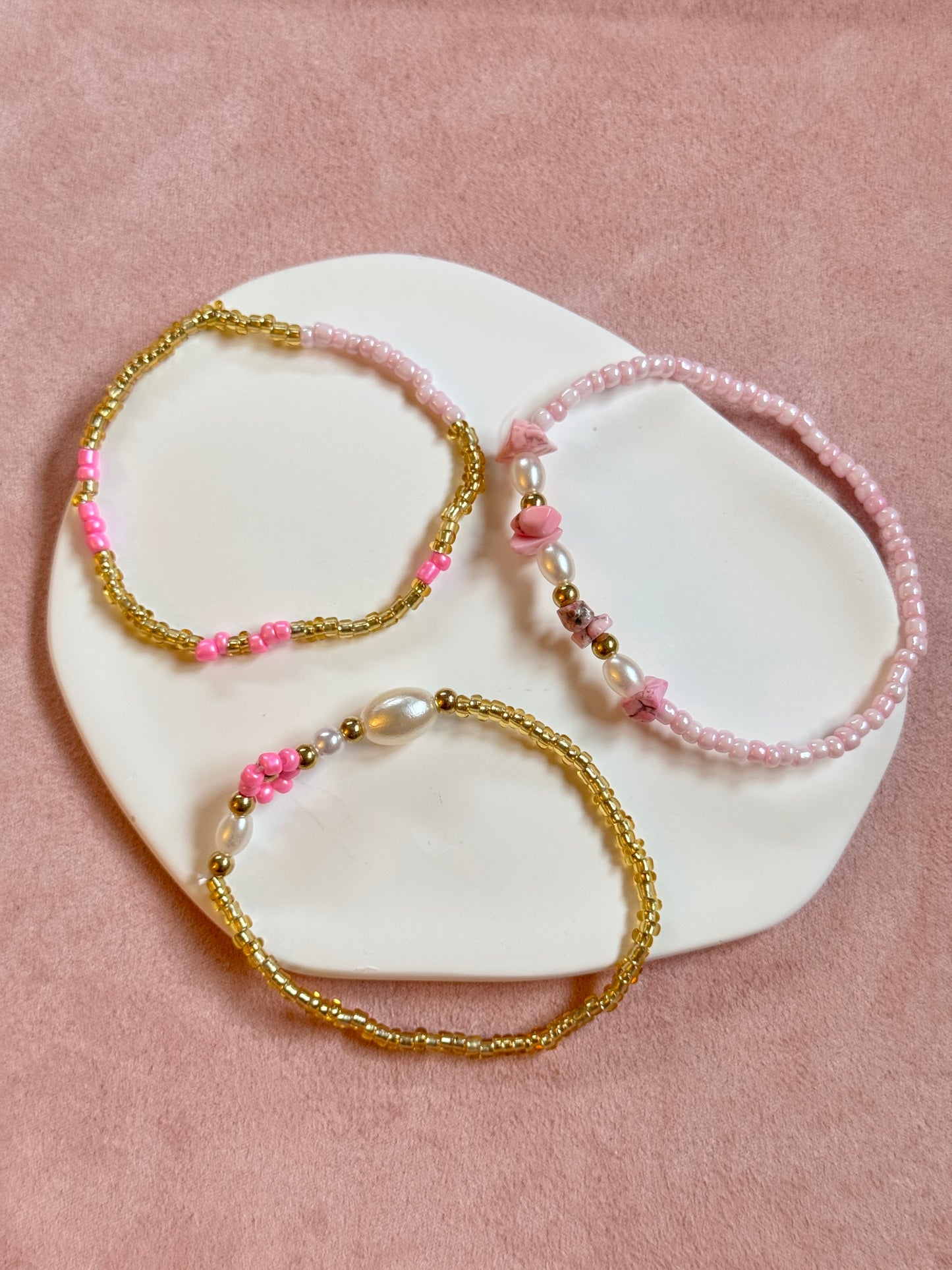 Simple splicing rice beads gravel bracelet 3pcs Set