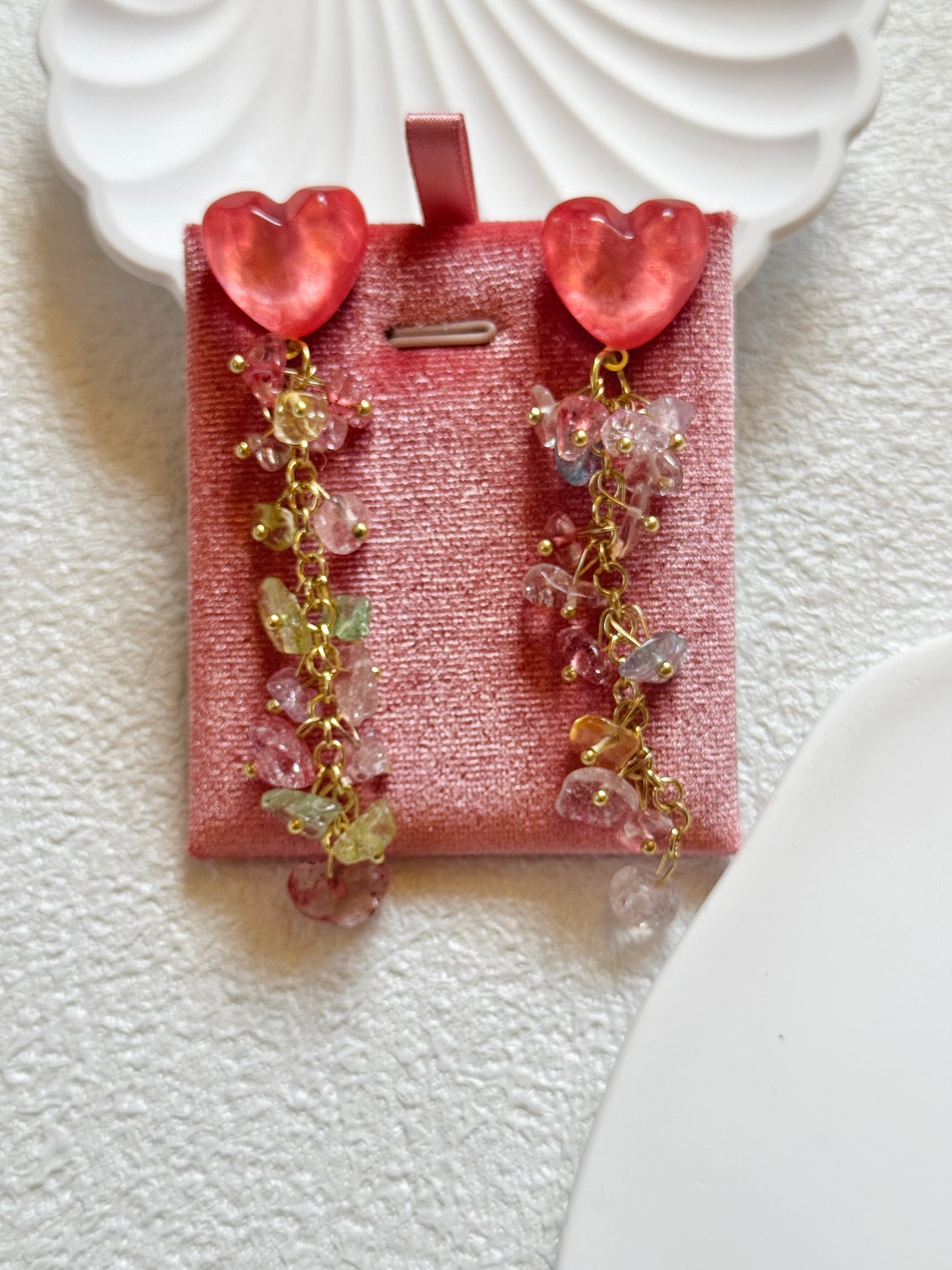Colorful love crystal tassel earrings