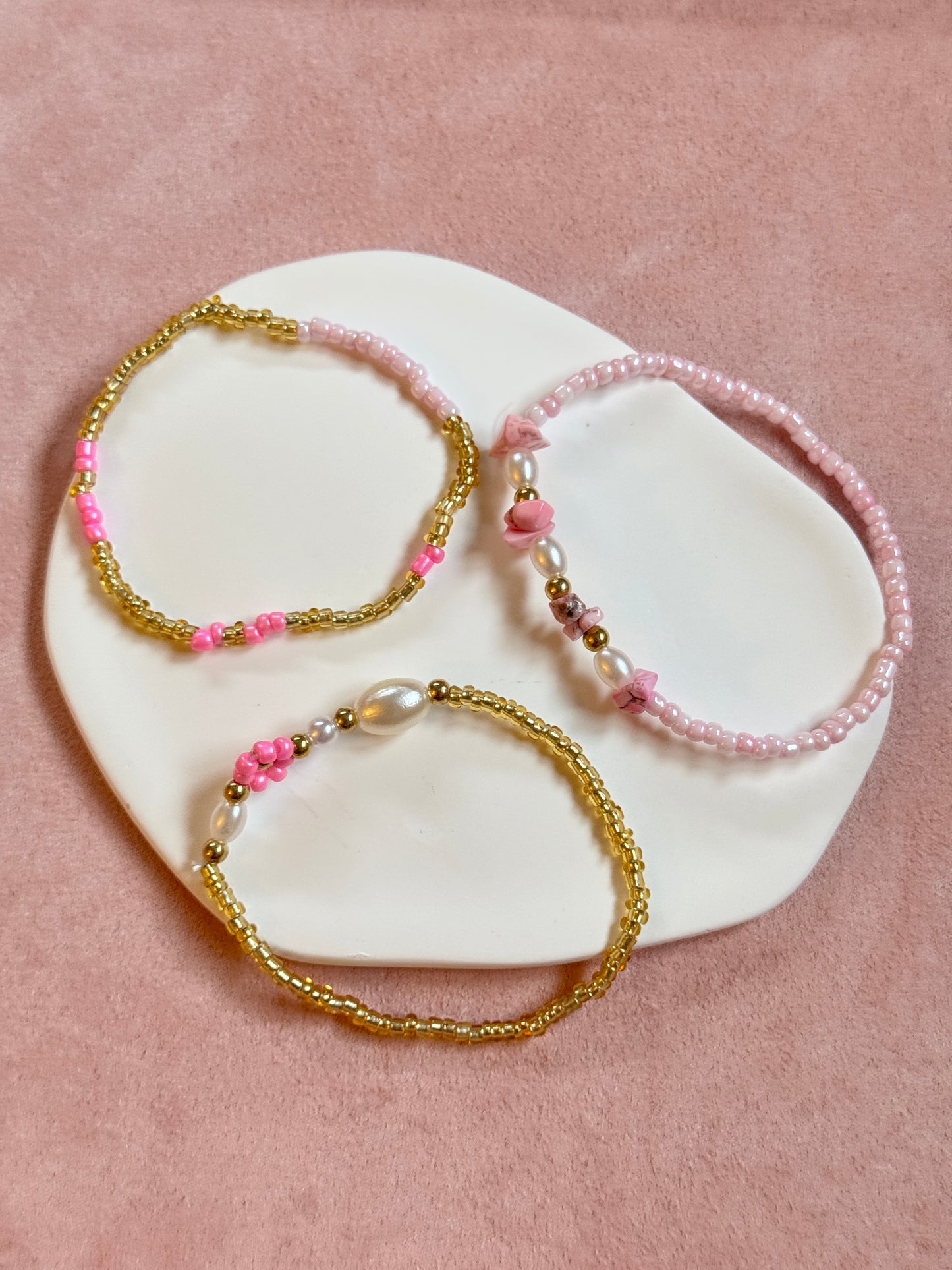 Simple splicing rice beads gravel bracelet 3pcs Set