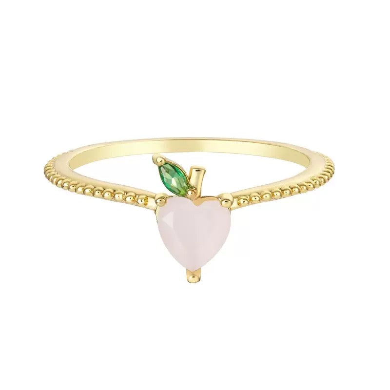 colorful zircon cherry peach tropical fruit ring women's finger accessory
