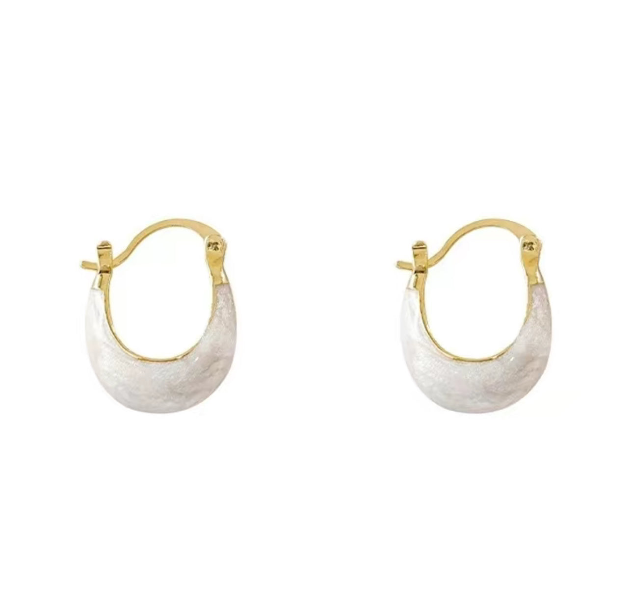 White glaze Dainty hoop Stainless Steel earrings