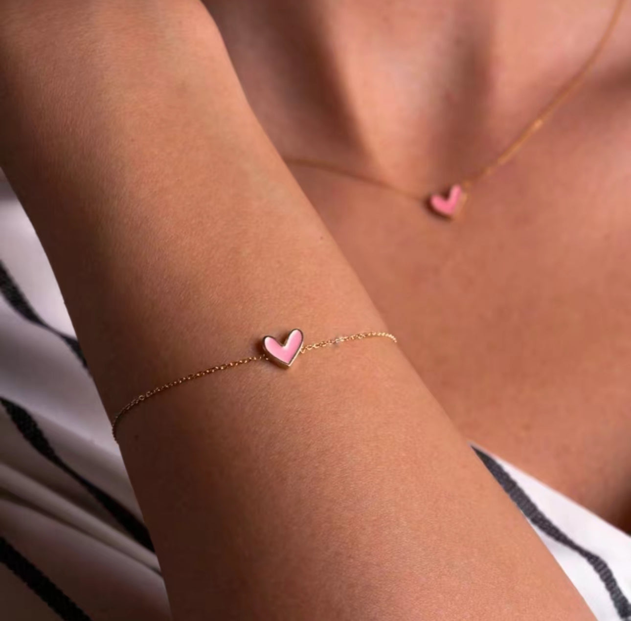Simple Love Necklace and Bracelet Set for Women