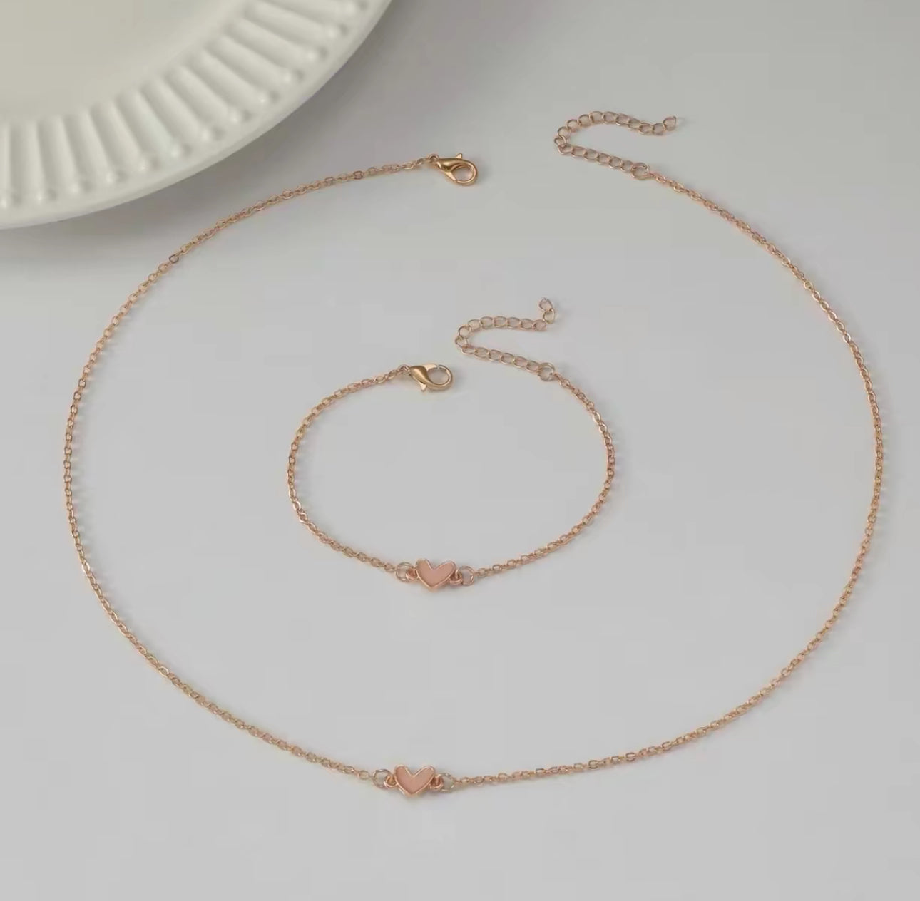 Simple Love Necklace and Bracelet Set for Women