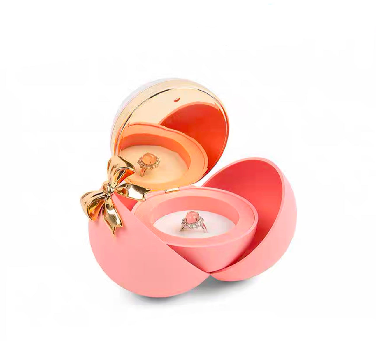 Christmas Round BowKnot Rose Jewelry Gift
Box for Women