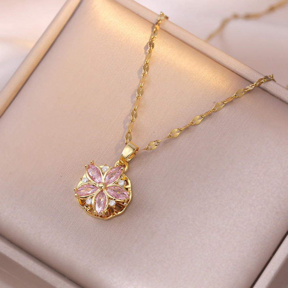 love zircon flower, Pendant Necklace bracelet/Earrings Set