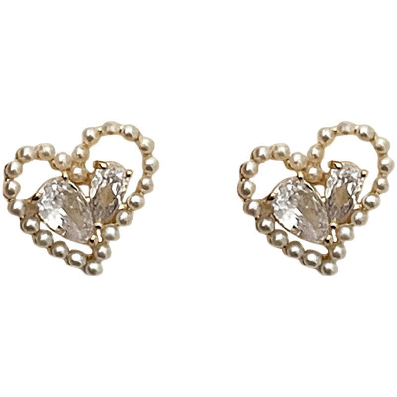 Love heart zircon pearl earrings