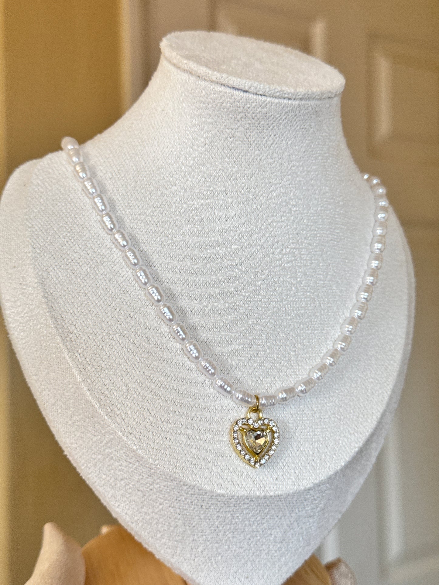 freshwater pearl heart necklace