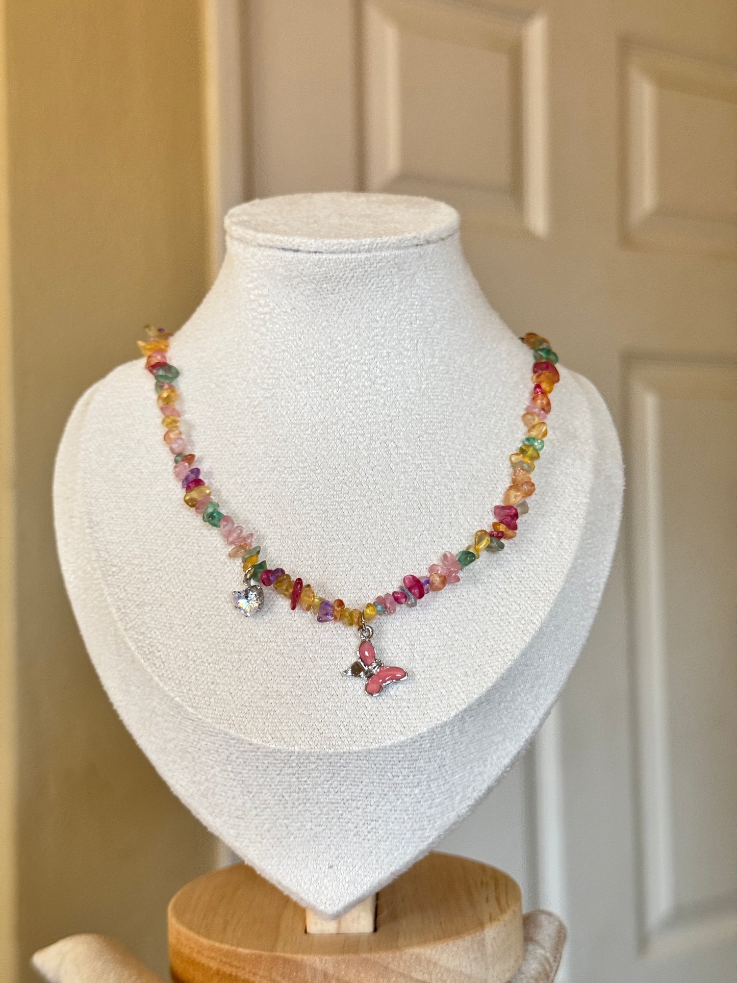 Colorful Beads Butterfly Necklace