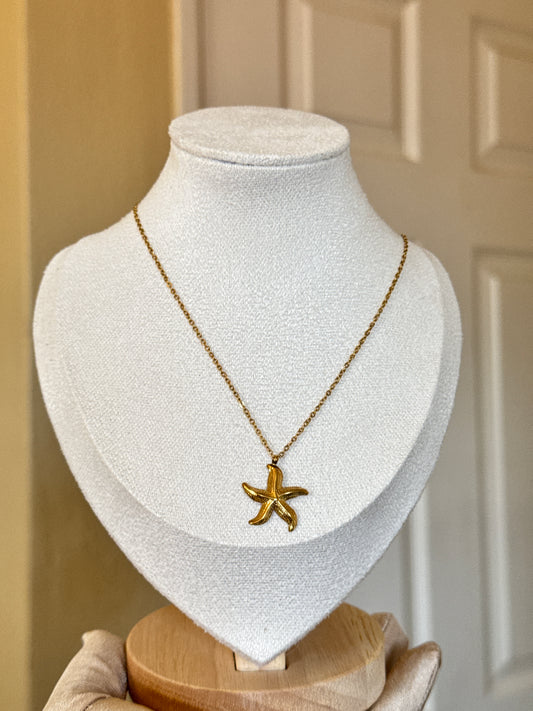 Star Stainless Steel Pendant Necklace - 18K Gold Plated,Ideal for Women