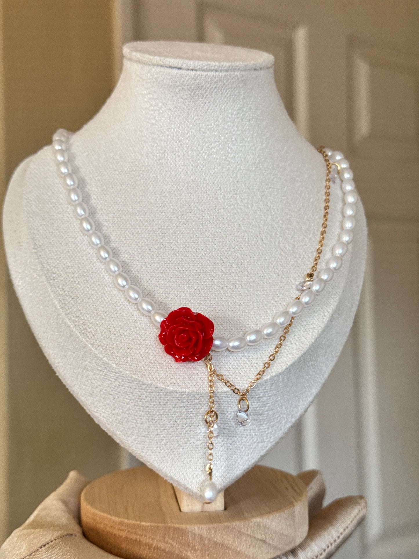 Rose Choker pearl ChainNecklace