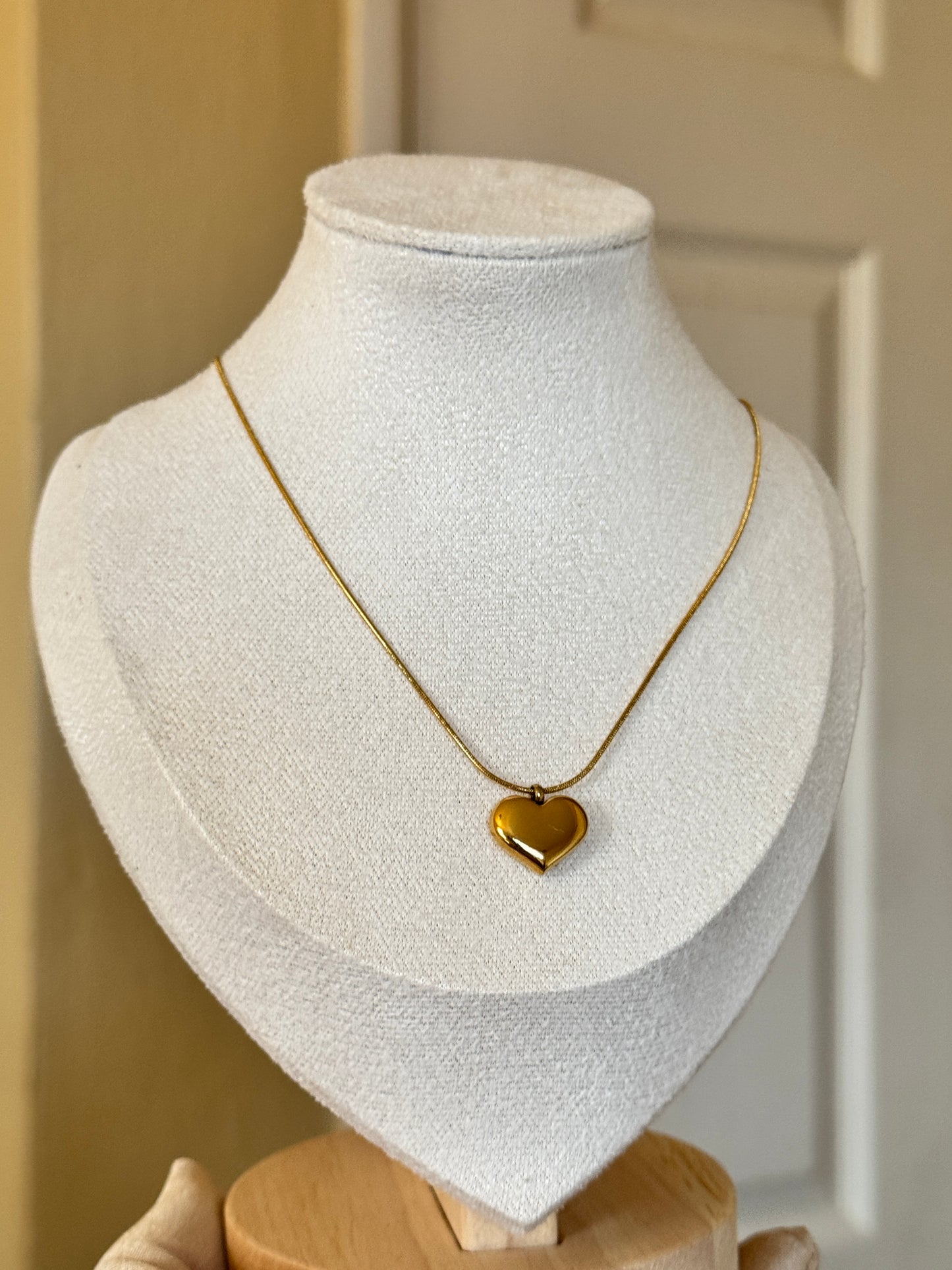 Gold Heart  Necklace - Stainless Steel, Unisex Design, Metal Coating