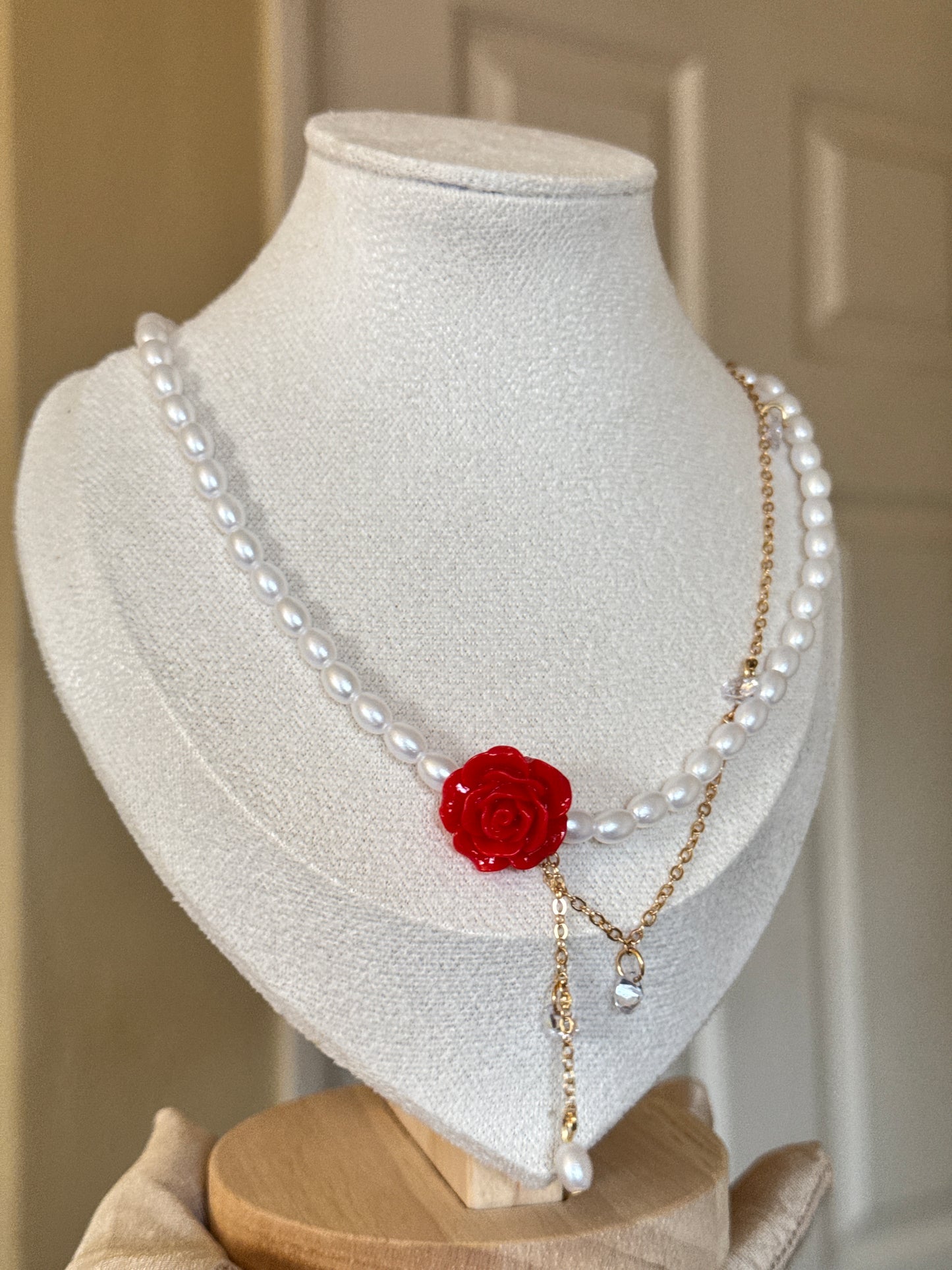 Rose Choker pearl ChainNecklace