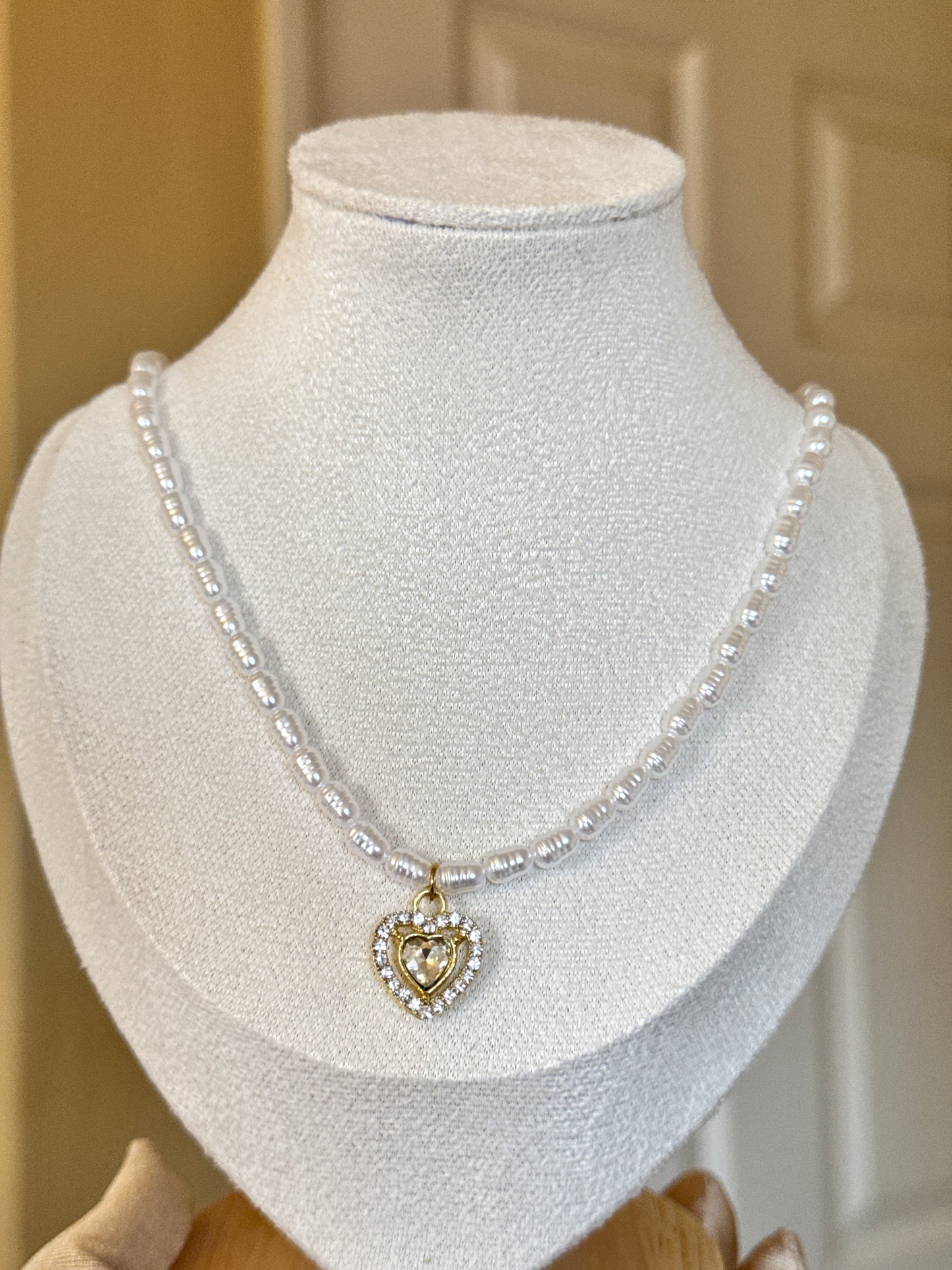 freshwater pearl heart necklace