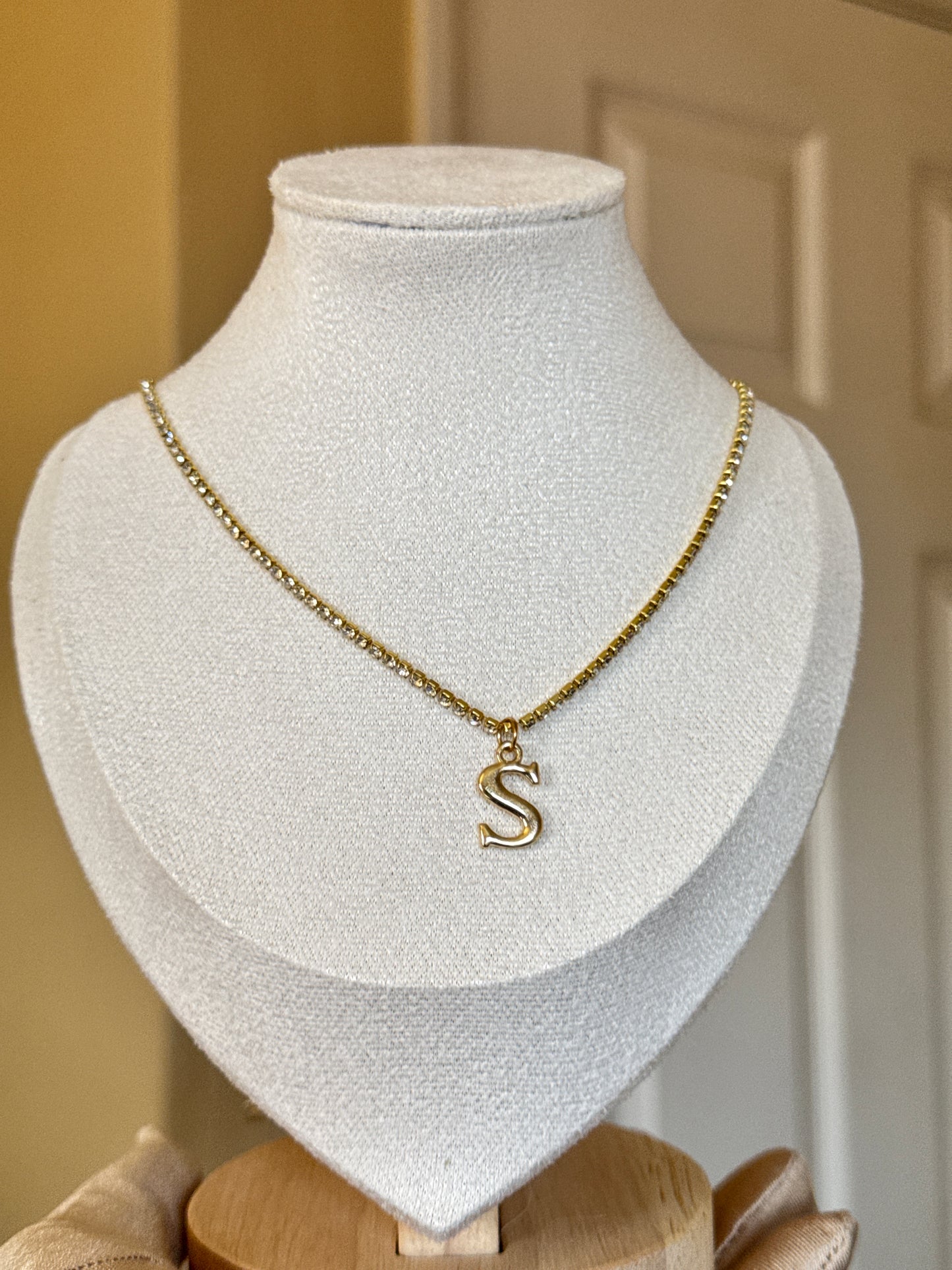 Letter S initial stone Necklace