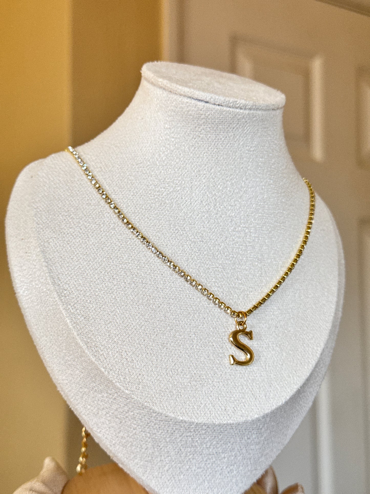 Letter S initial stone Necklace