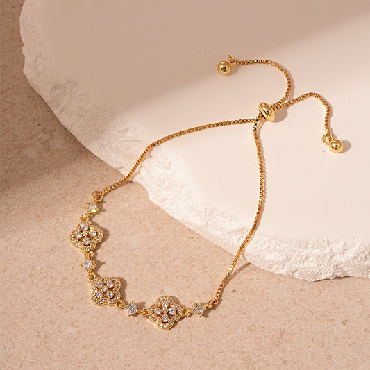 Zircon Adjustable Gold Bracelet
