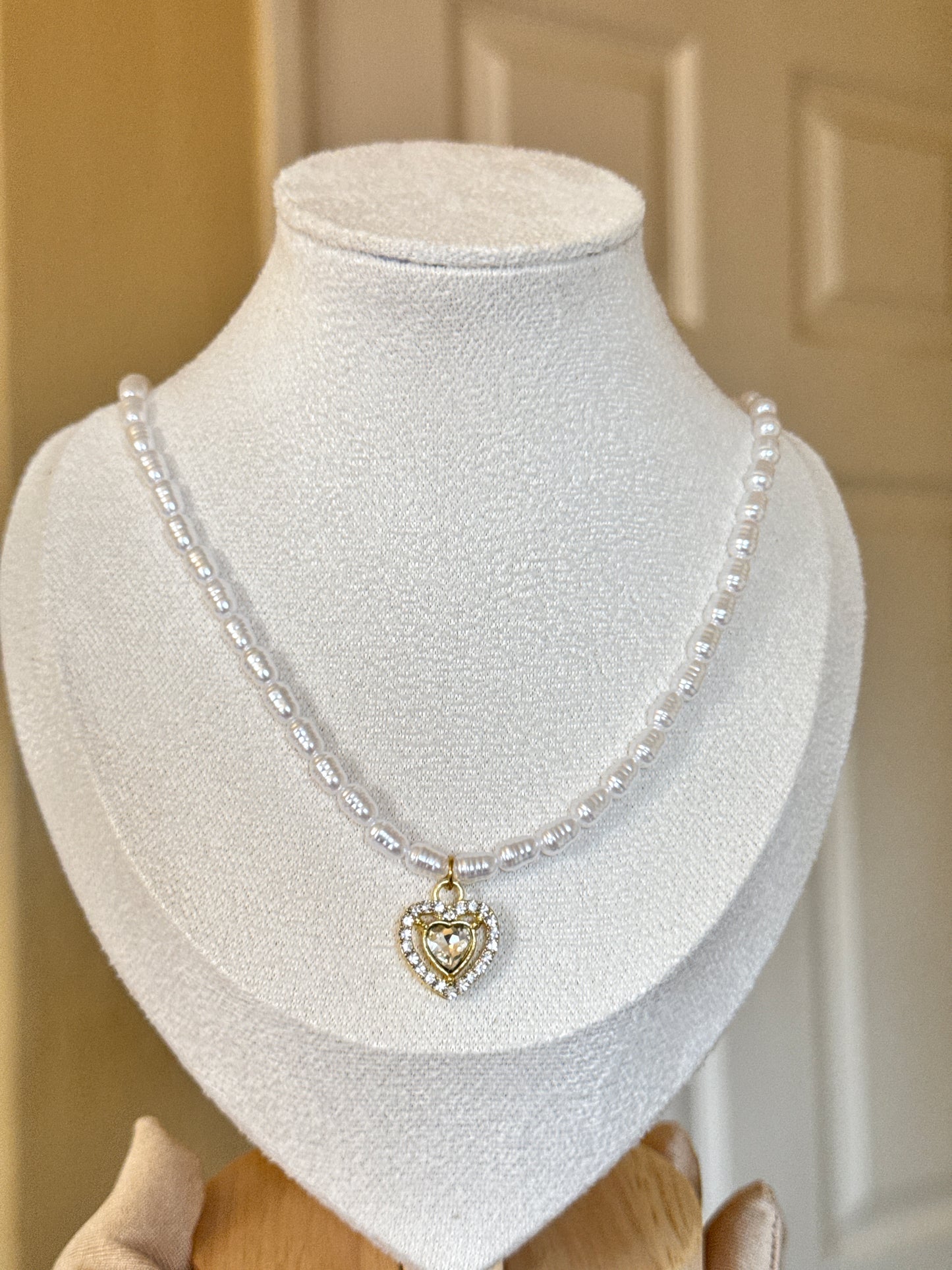 freshwater pearl heart necklace