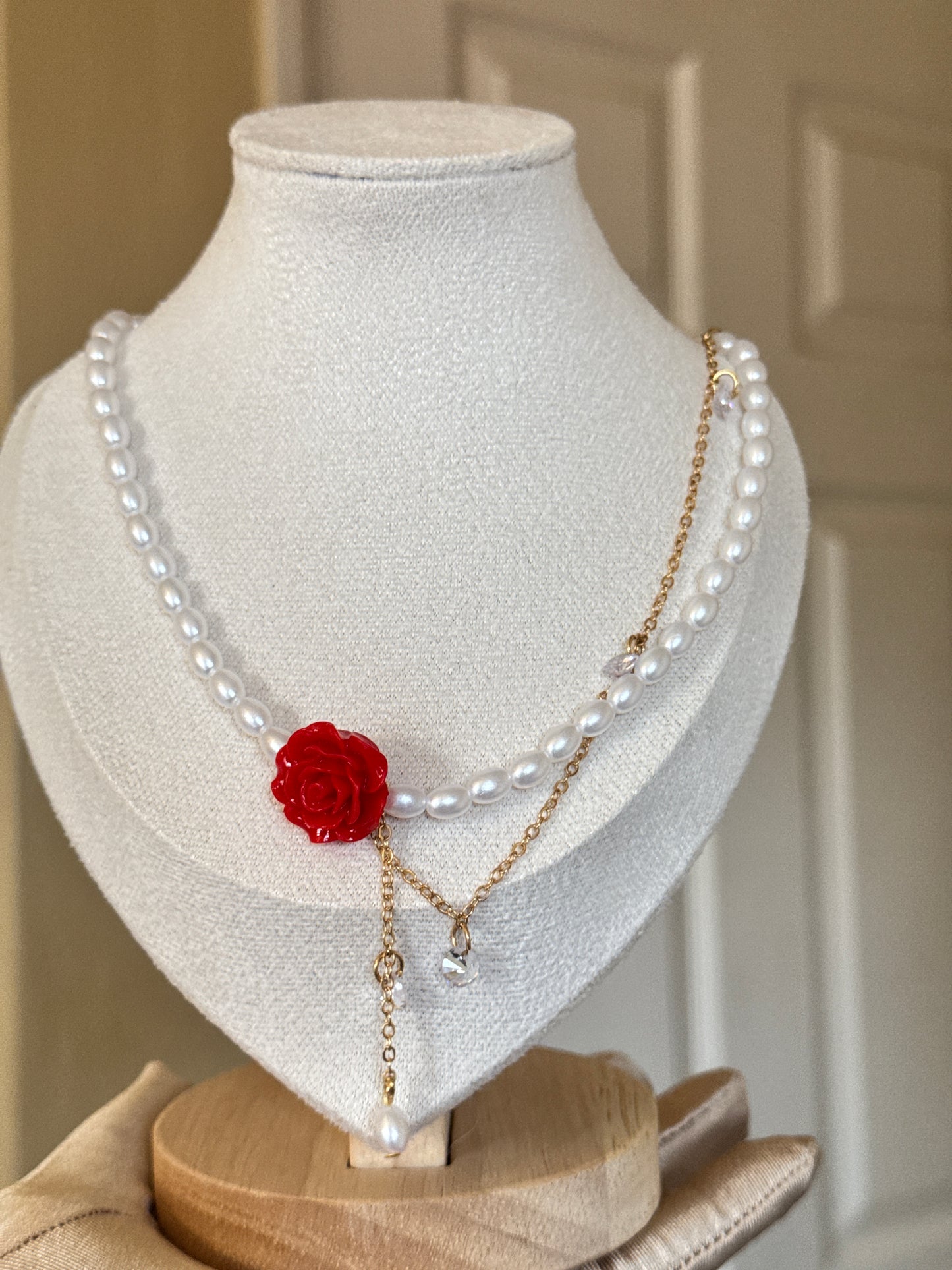 Rose Choker pearl ChainNecklace