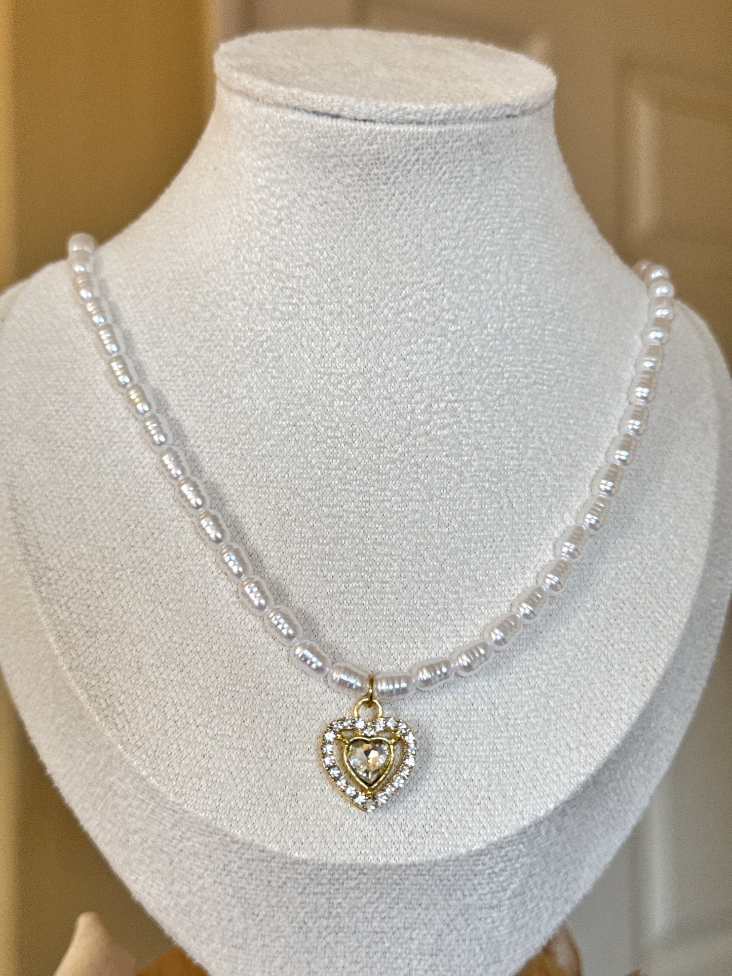 freshwater pearl heart necklace