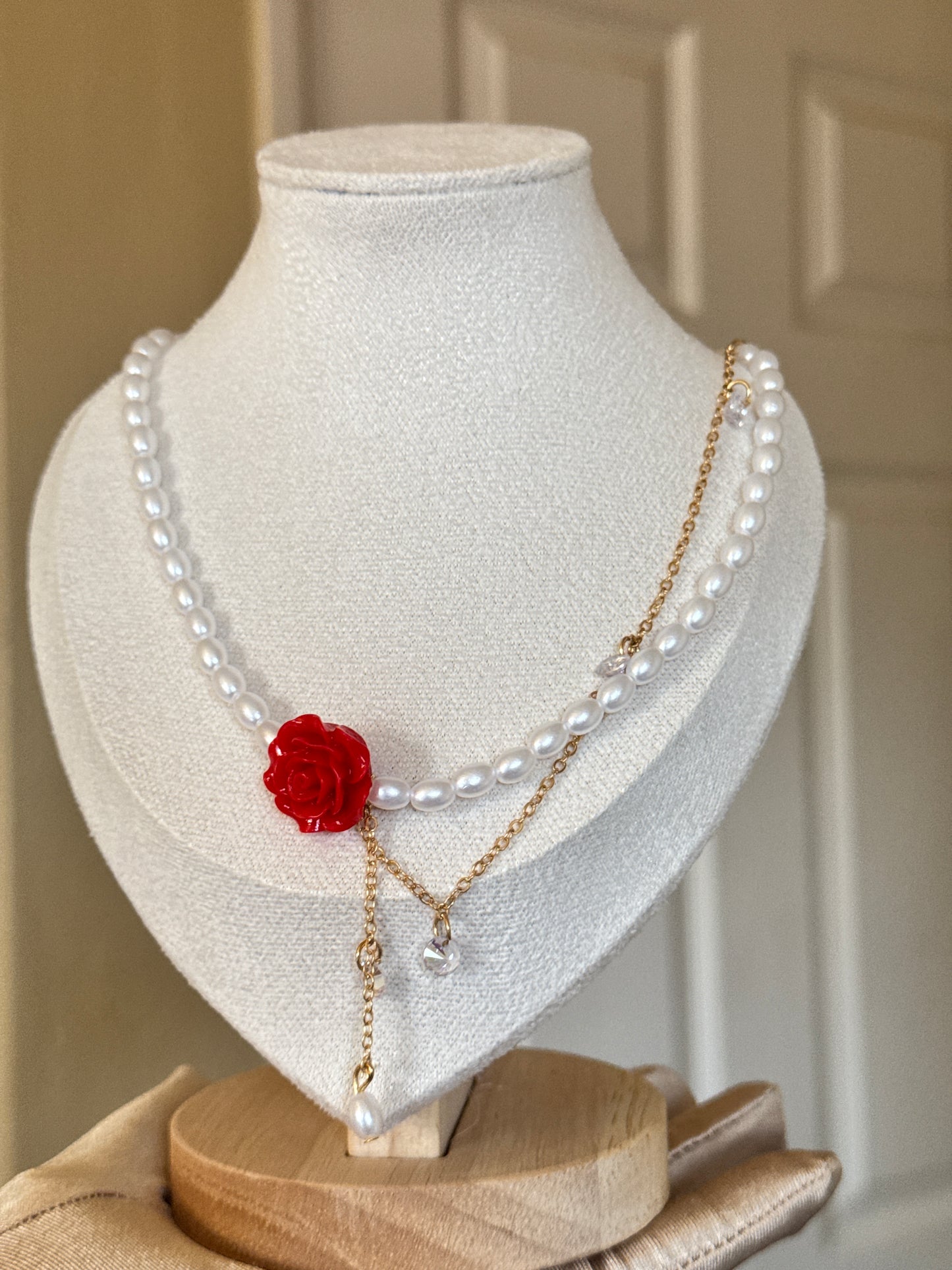 Rose Choker pearl ChainNecklace