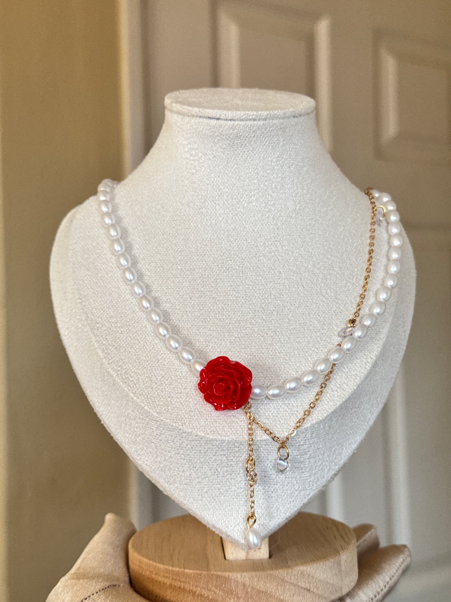 Rose Choker pearl ChainNecklace