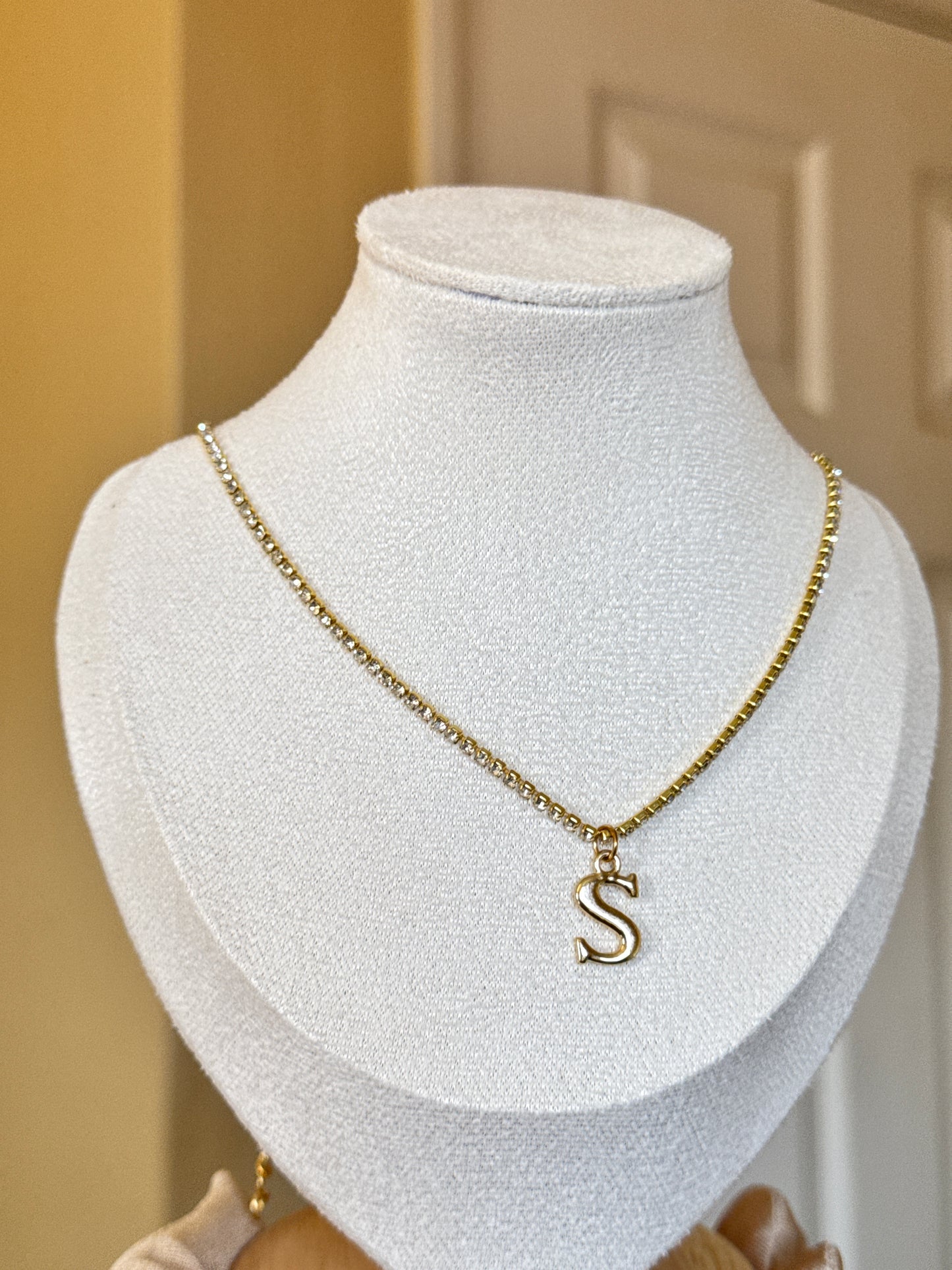 Letter S initial stone Necklace