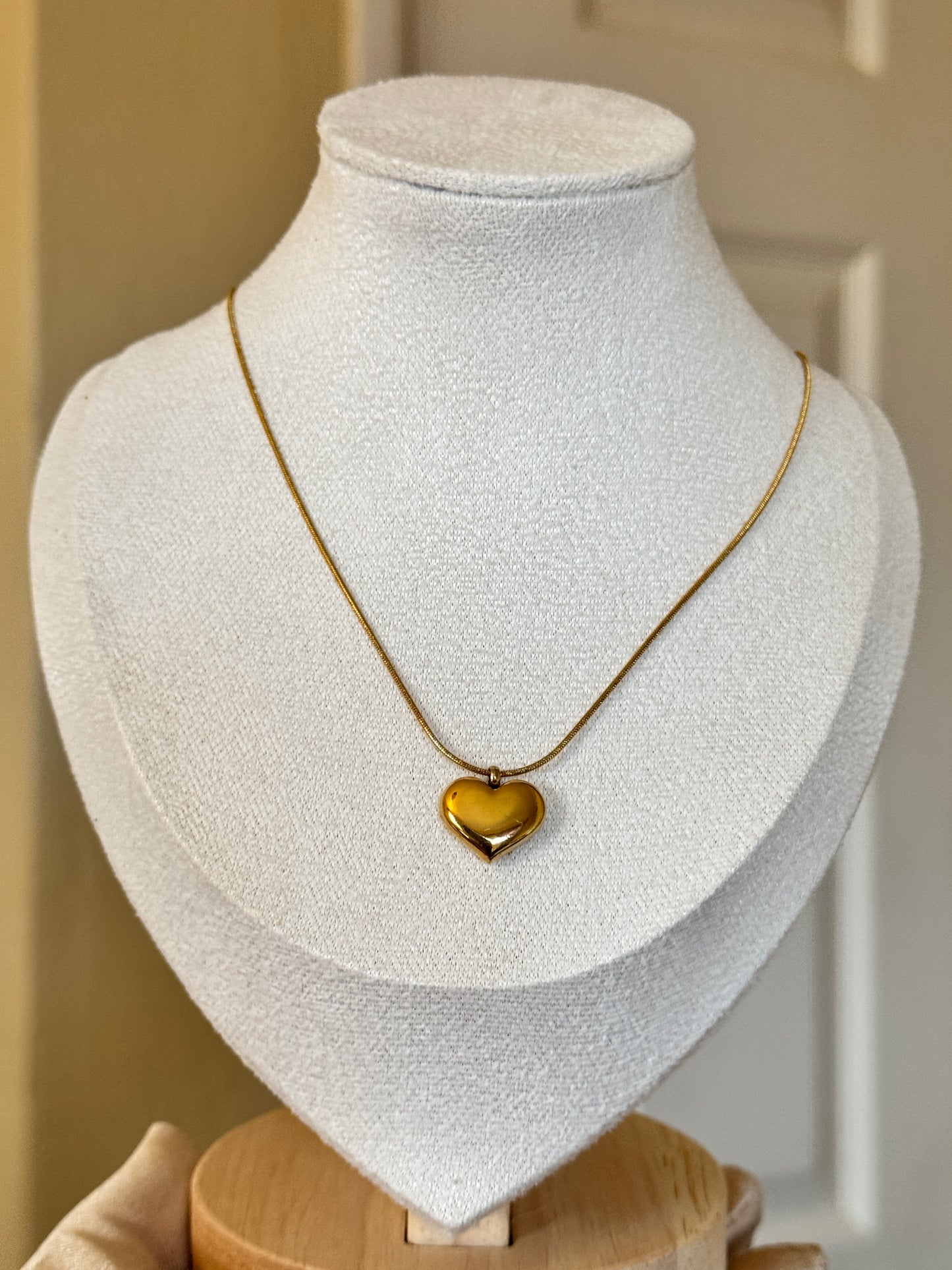 Gold Heart  Necklace - Stainless Steel, Unisex Design, Metal Coating
