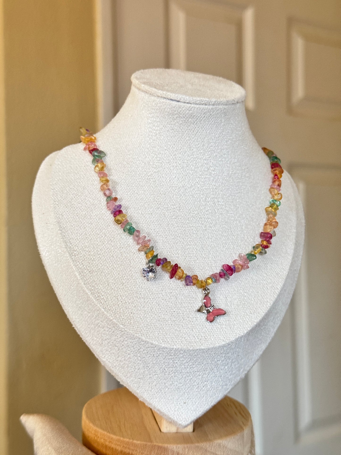 Colorful Beads Butterfly Necklace