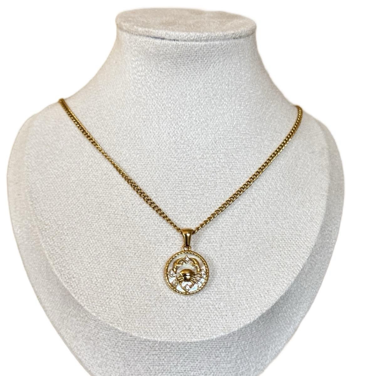 Shell 12 Zodiac Coin Necklace 18K Gold Plated for Women