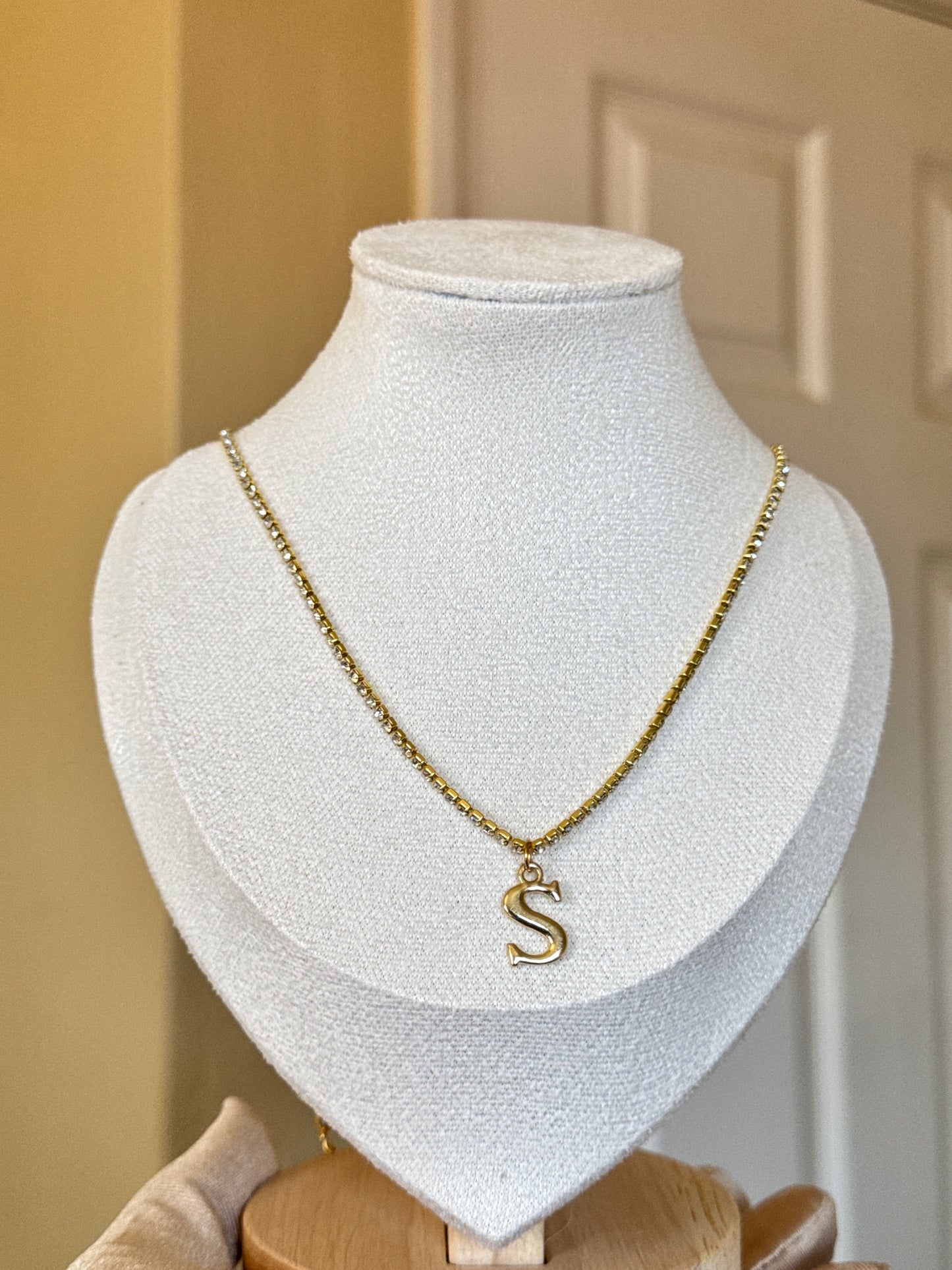 Letter S initial stone Necklace