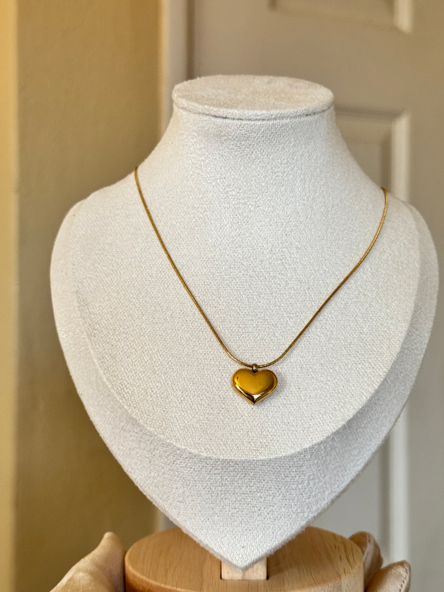 Gold Heart  Necklace - Stainless Steel, Unisex Design, Metal Coating