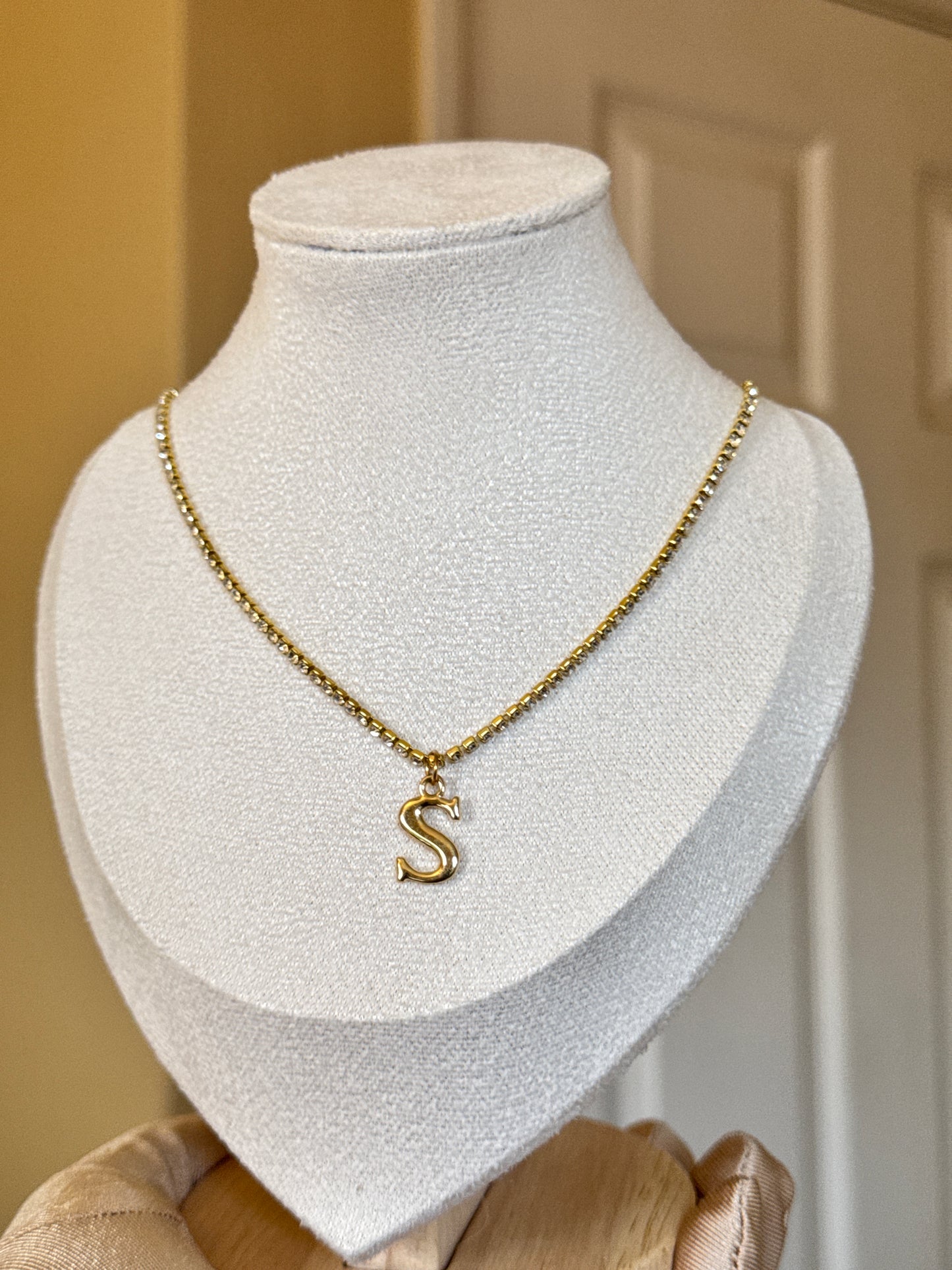 Letter S initial stone Necklace