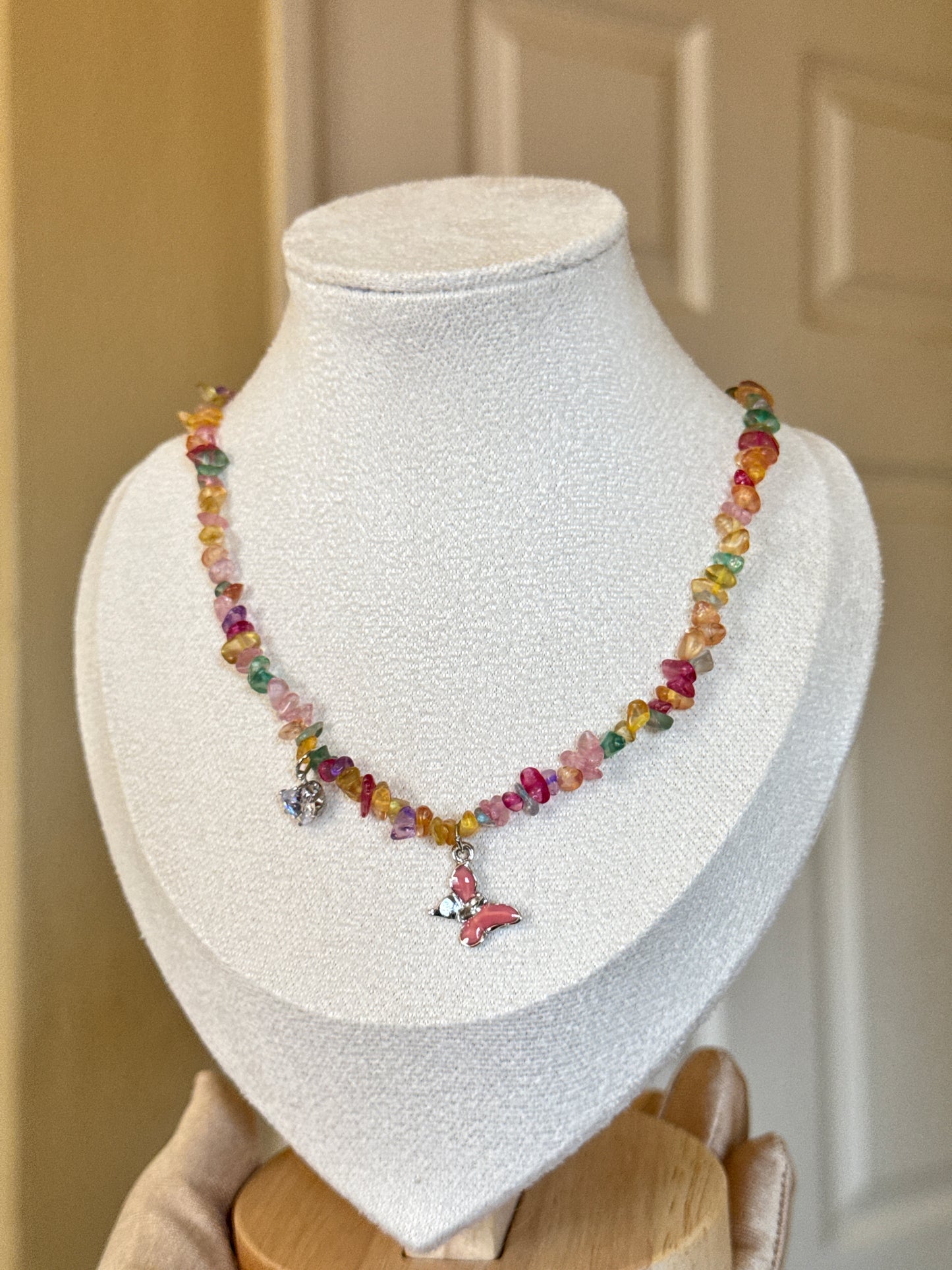 Colorful Beads Butterfly Necklace