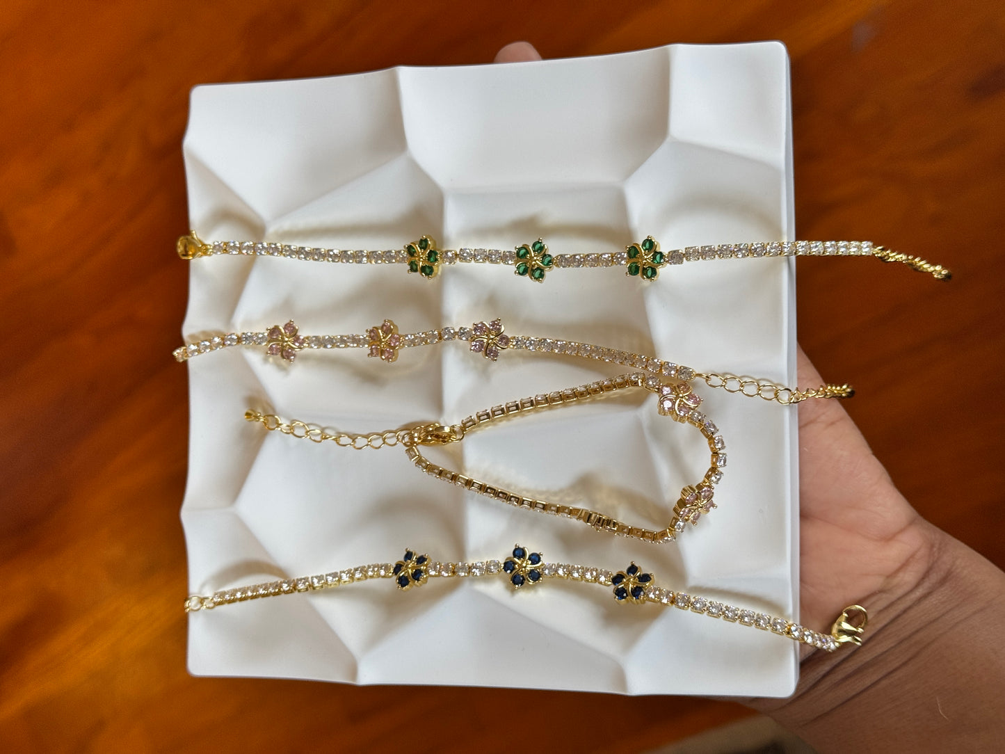 Flower Design Tennis Bracelet